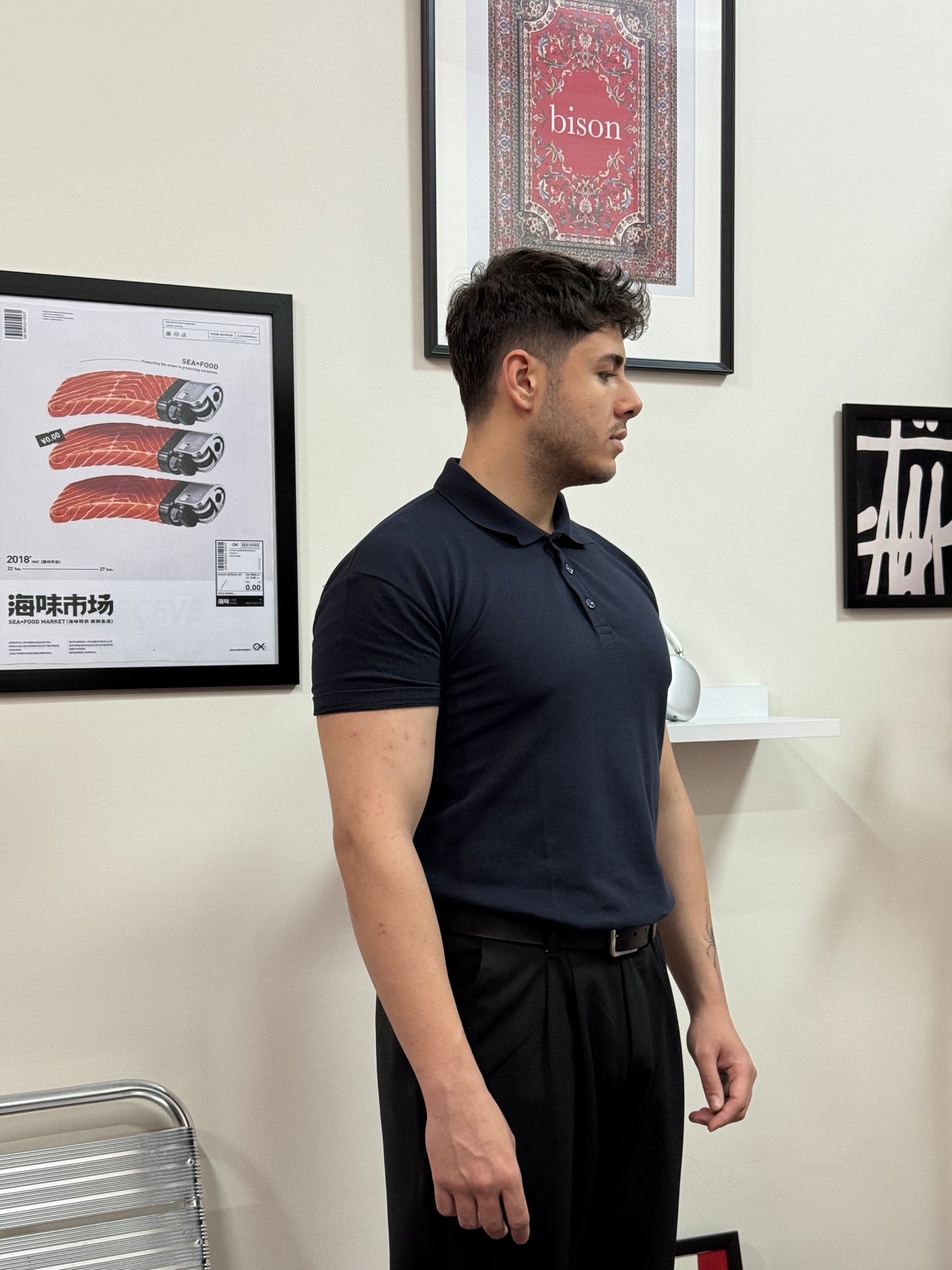 Pike Kumaş Polo Yaka Basic Lacivert Tişört