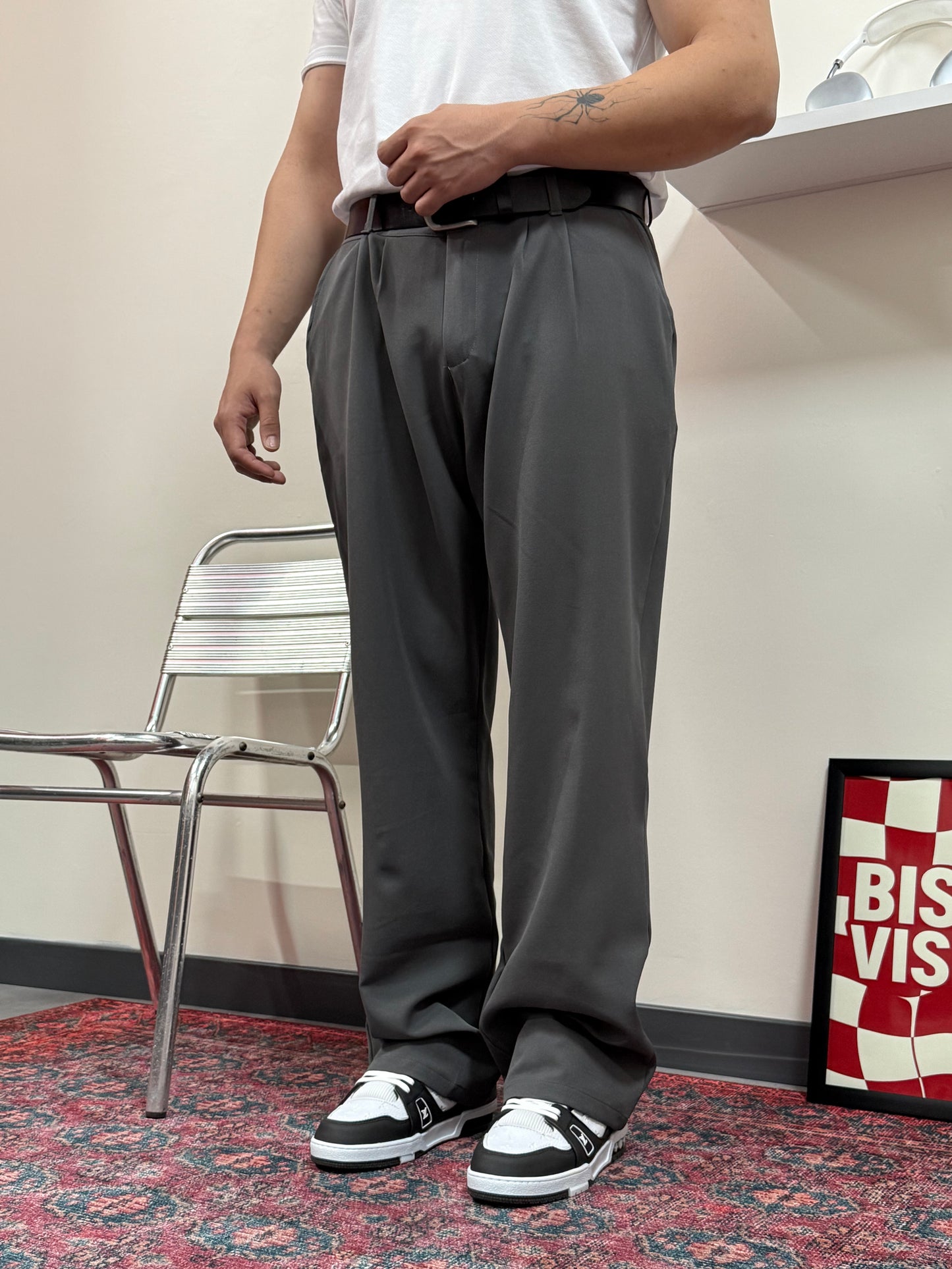 Gri Baggy Premium Kumaş Pantolon