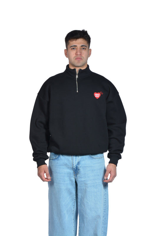 Human Made Nakış İşlemeli Siyah Half Zip Sweatshirt