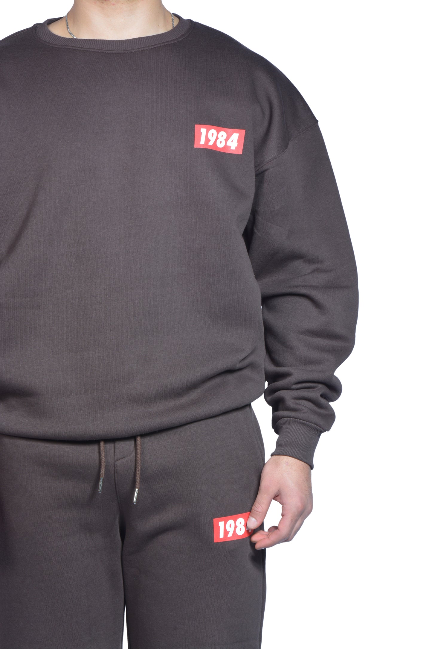 1984 Printed Premium Kahverengi Sweatshirt