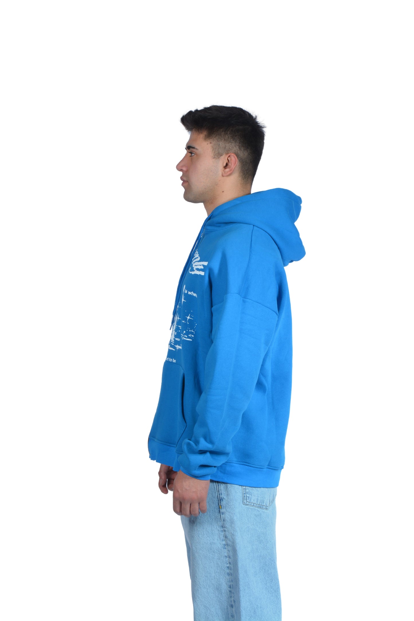 Heavenly Human Printed Blue Premium Zip Hoodie