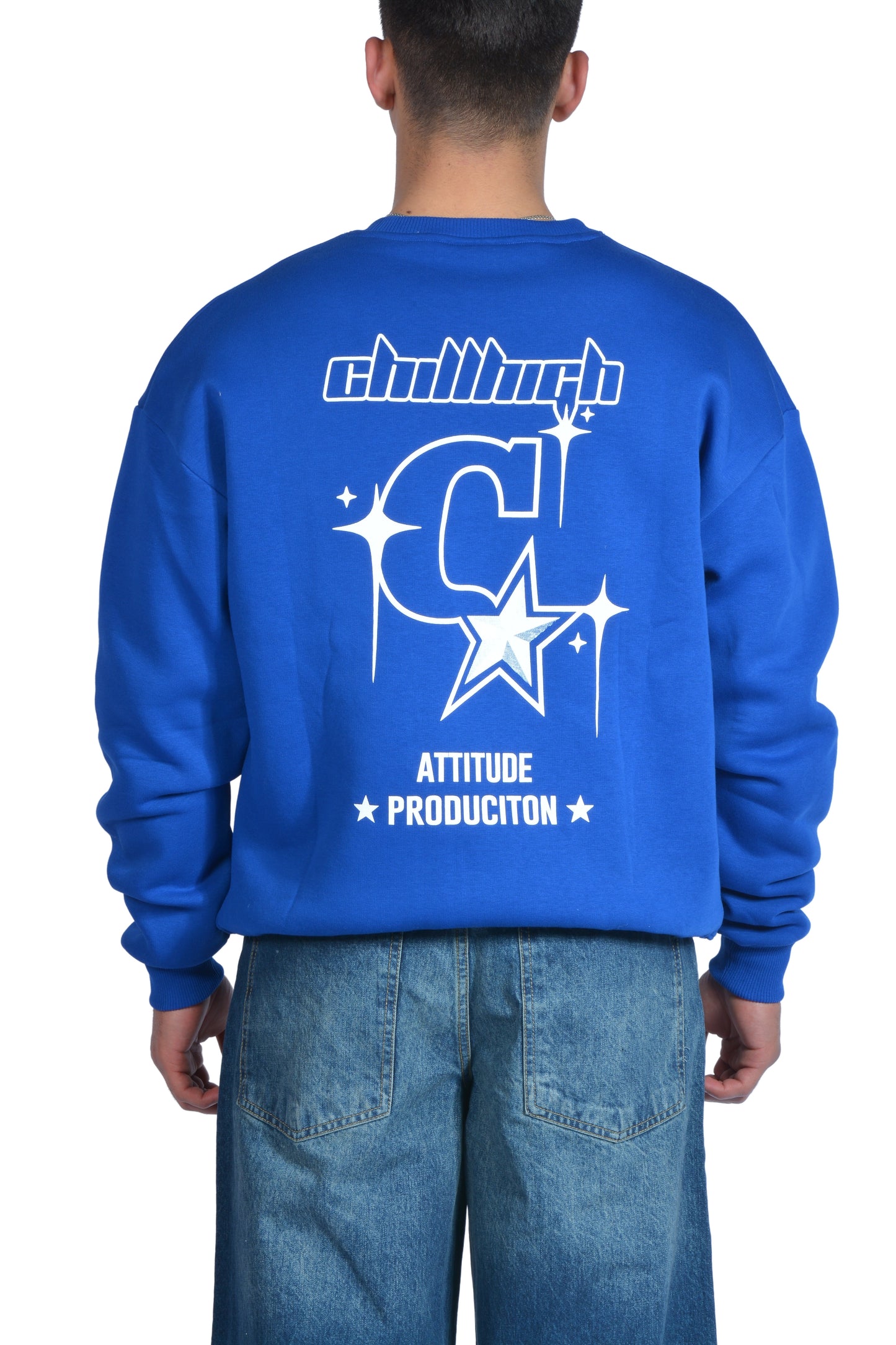 C Star Printed Mavi Premium Sweatshirt