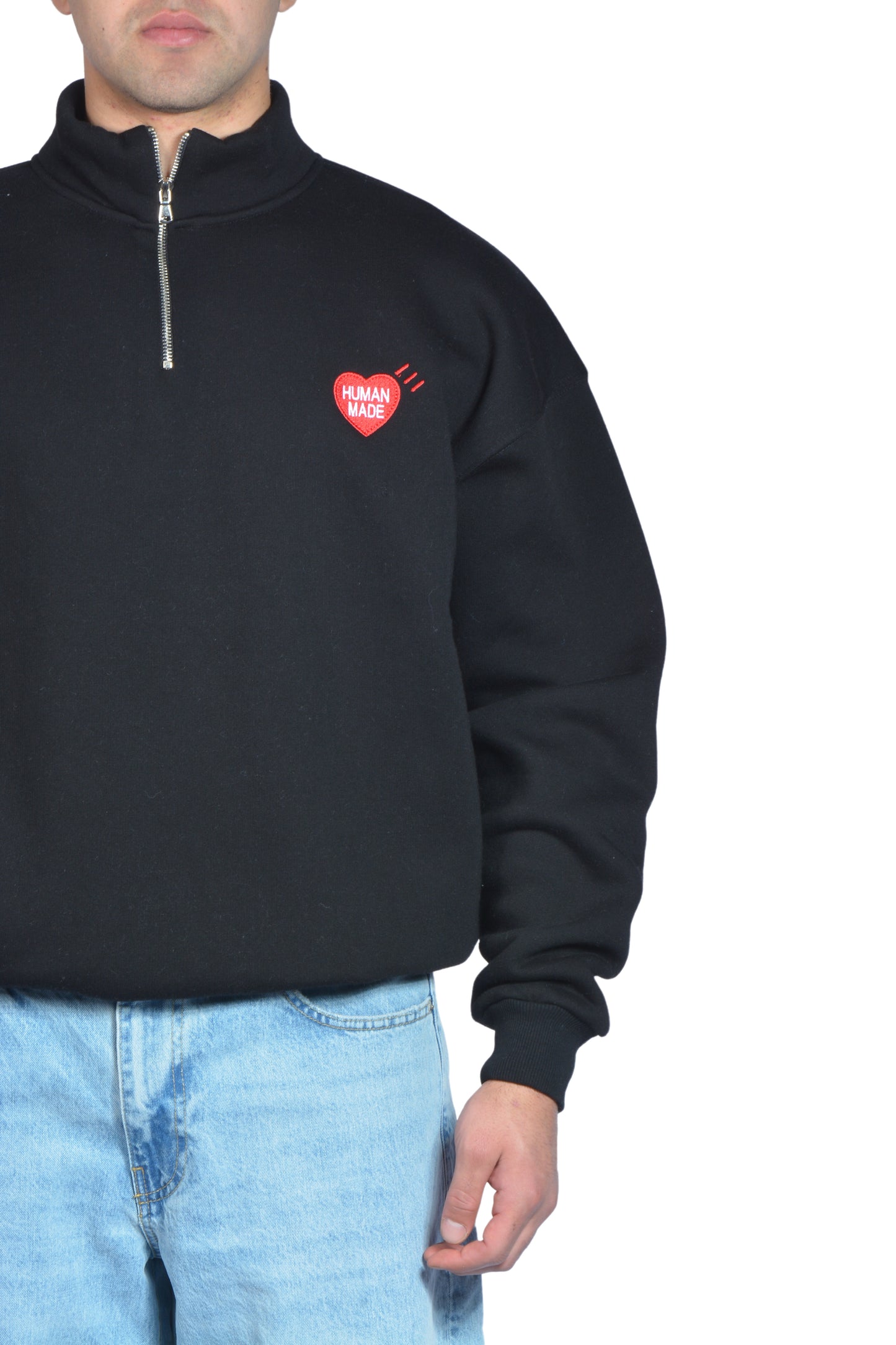 Human Made Nakış İşlemeli Siyah Half Zip Sweatshirt