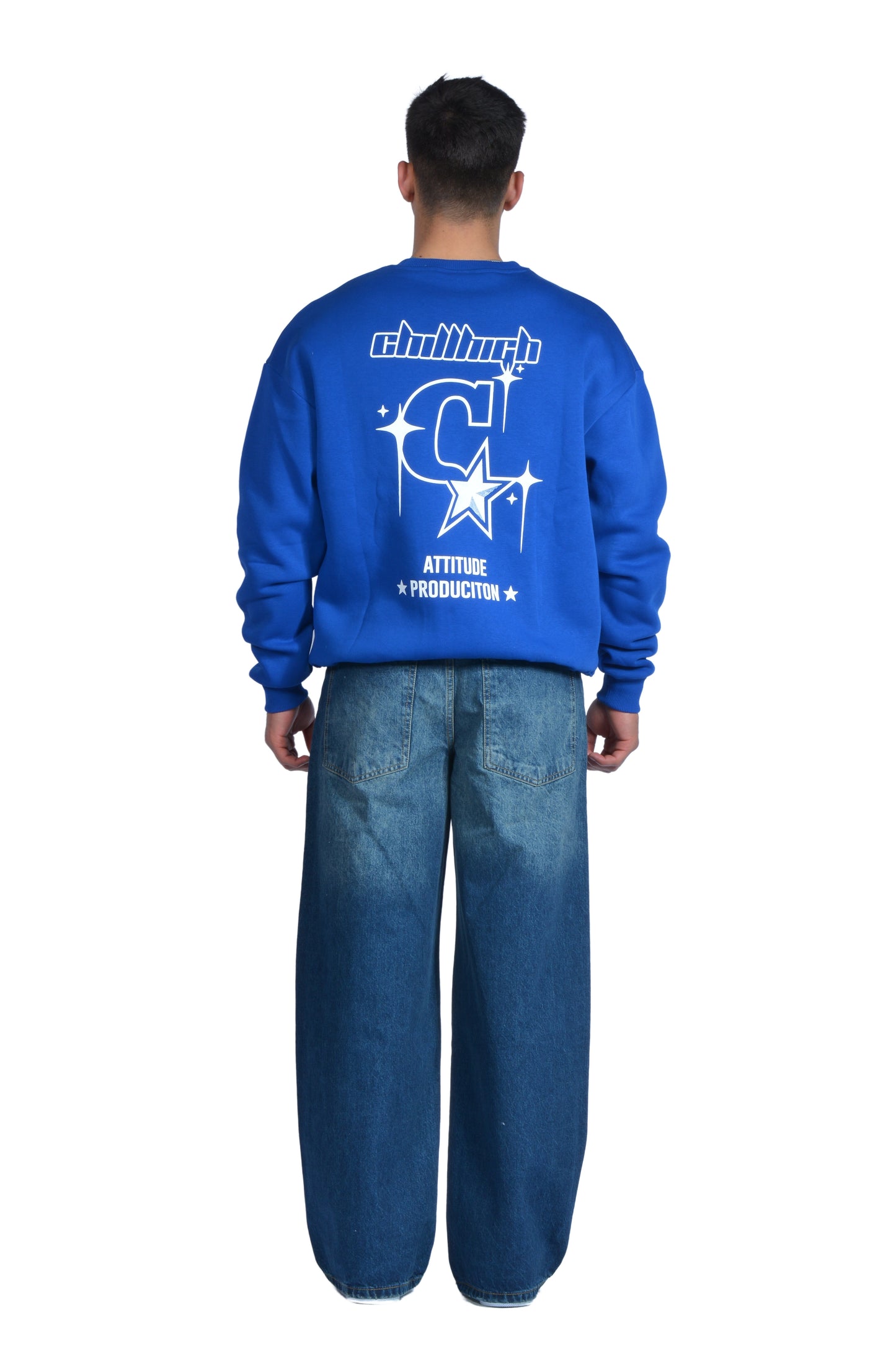 C Star Printed Mavi Premium Sweatshirt