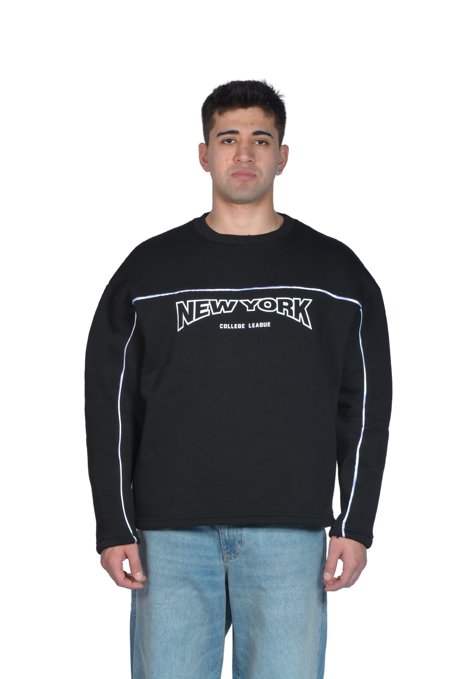 NY Baskılı Premium Siyah Sweatshirt