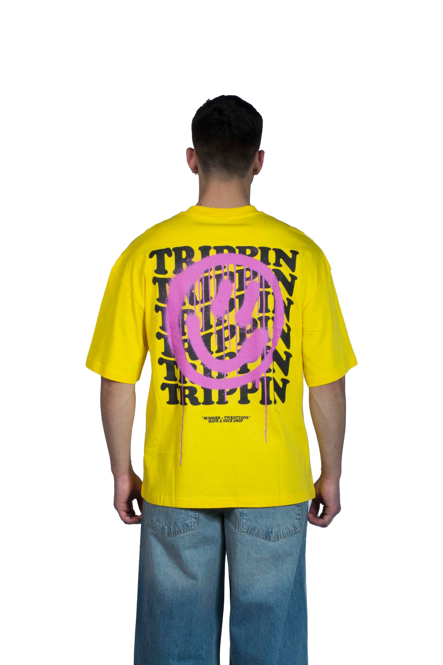 Trippin Smile Printed Sarı Tişört