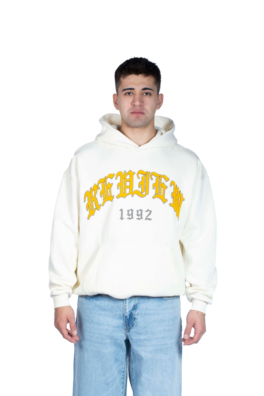 RV Peluş İşlemeli Bej Hoodie