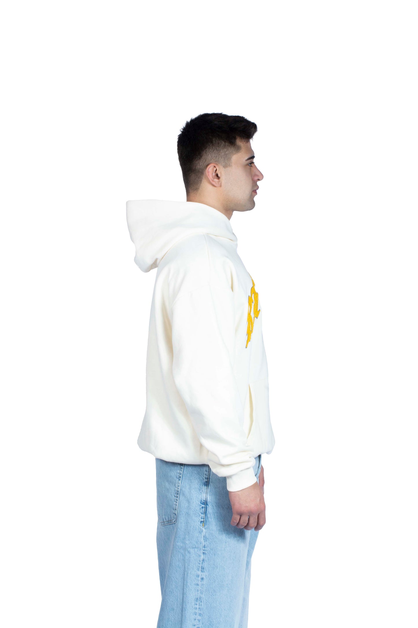 RV Peluş İşlemeli Bej Hoodie