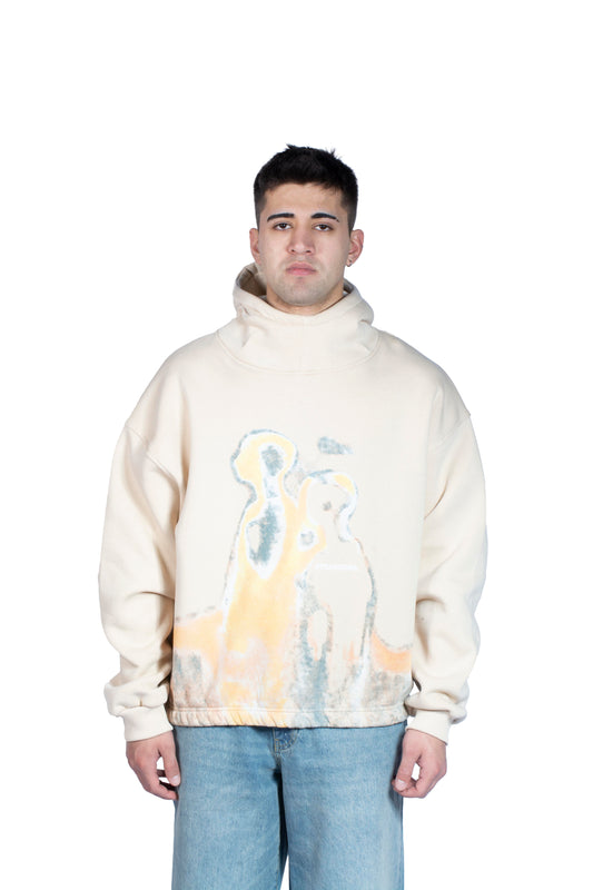 Human Printed Bej Premium Hoodie