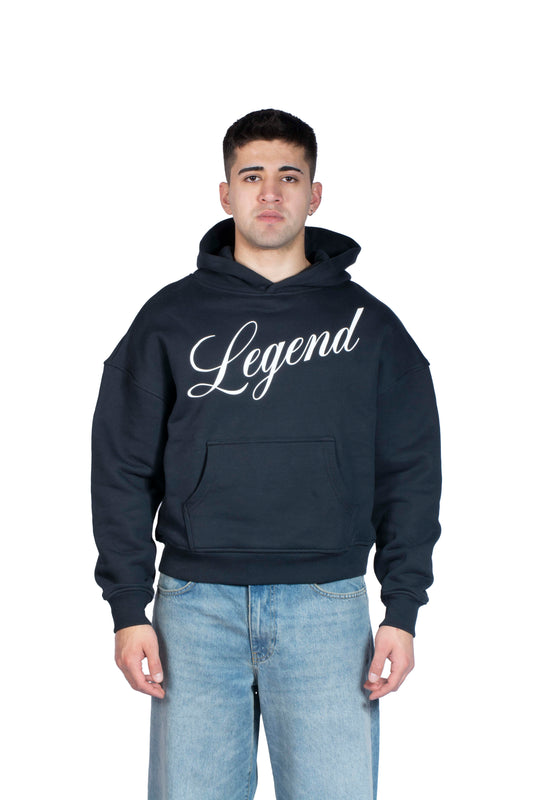 Legend Baskılı Boxy Kalıp Taş Kumaş Premium Hoodie