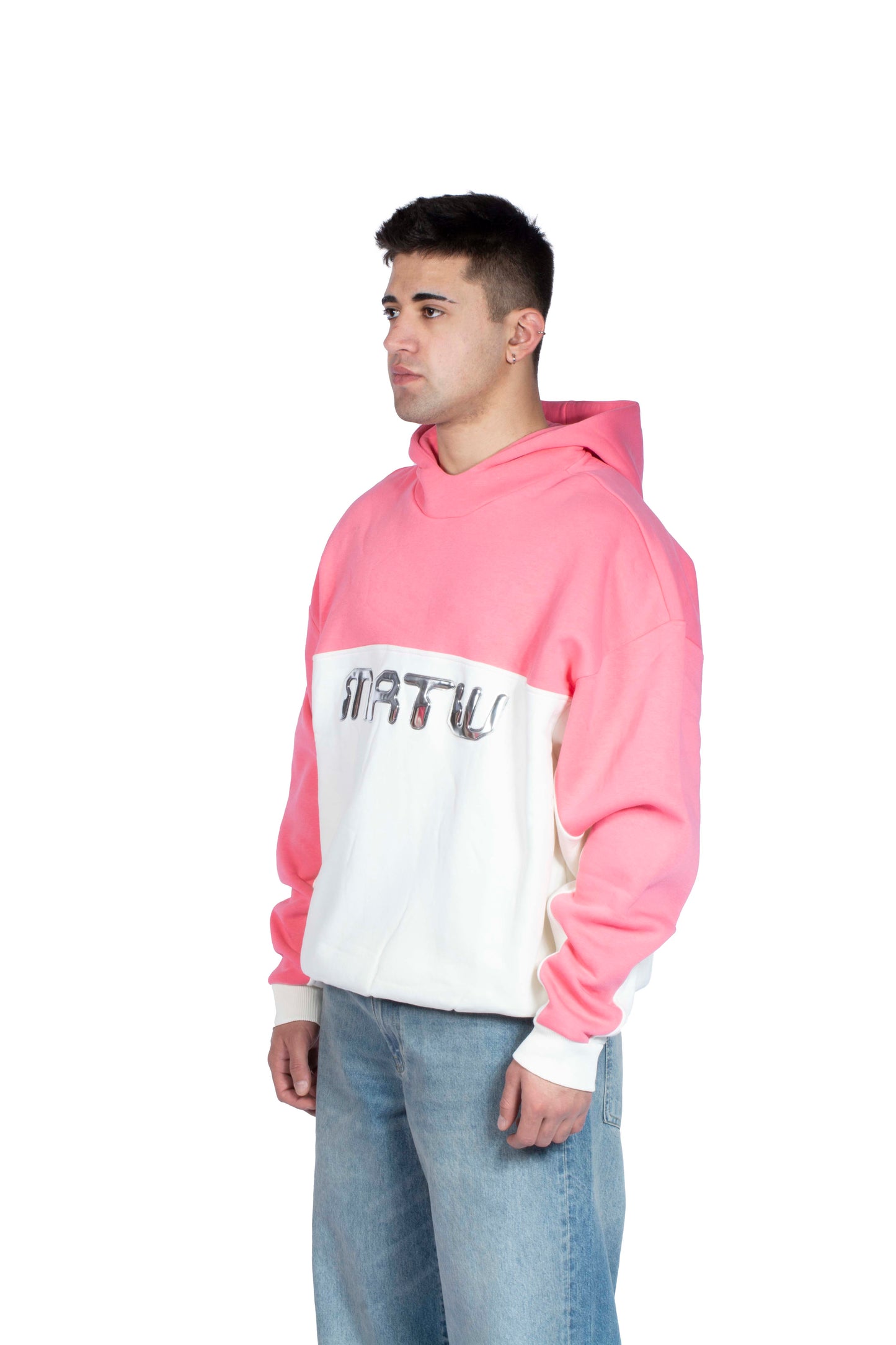 RV Matw Kabartma Baskılı Pink Premium Hoodie