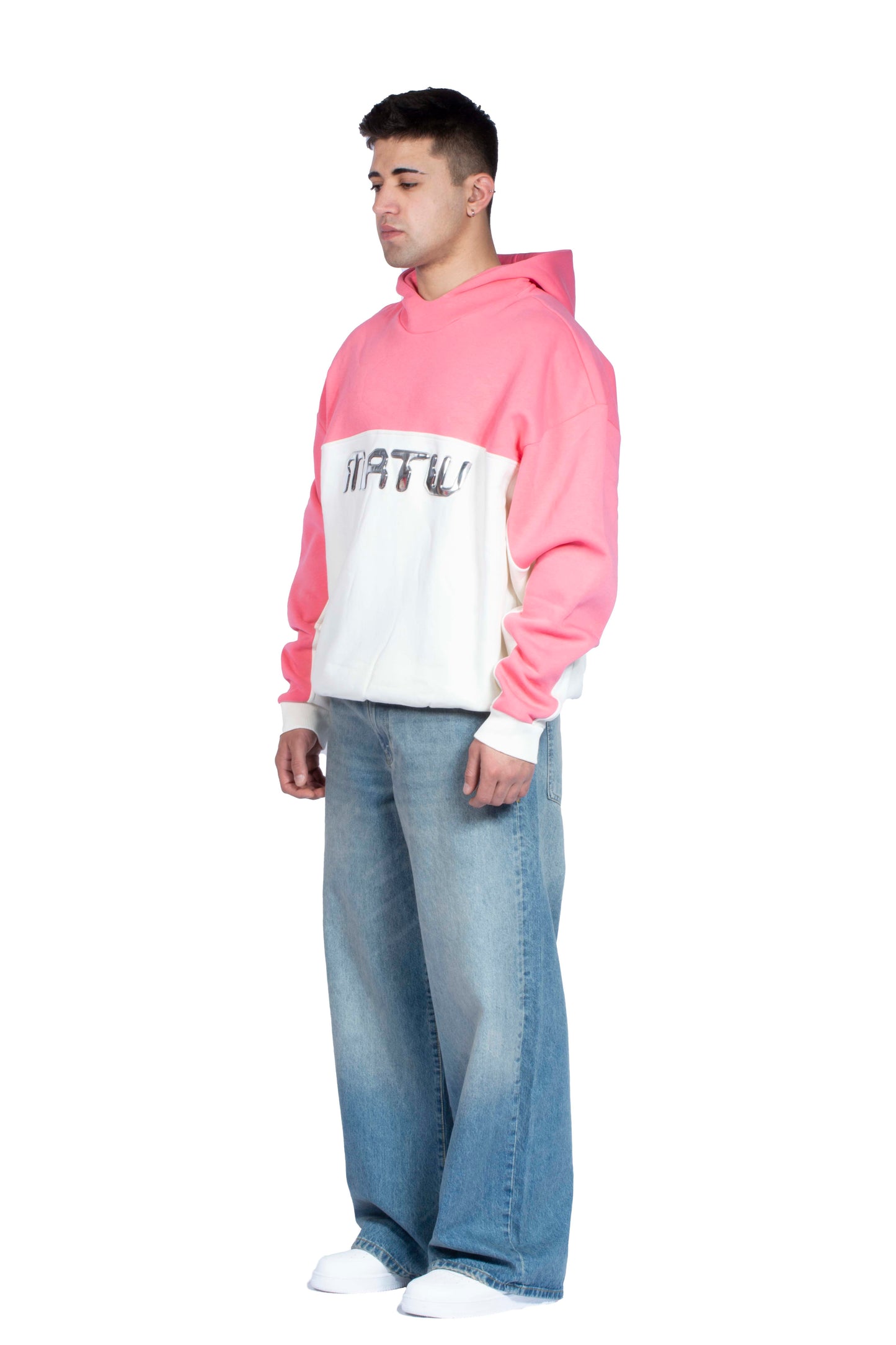 RV Matw Kabartma Baskılı Pink Premium Hoodie