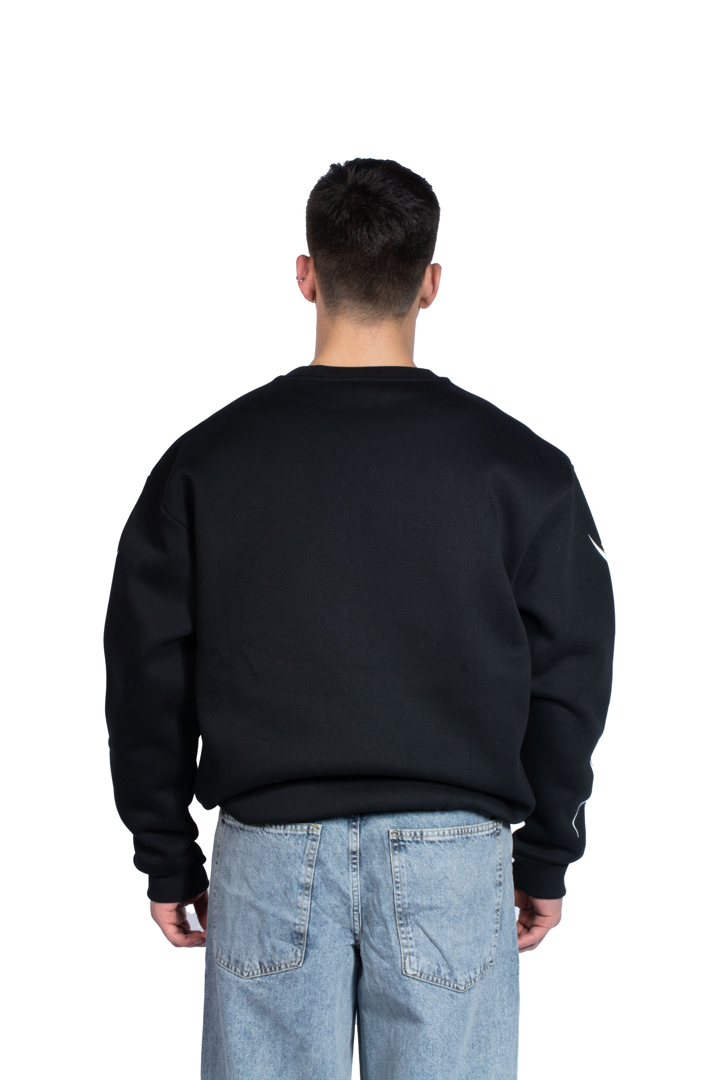 SYNC Kol Baskılı Premium Siyah Sweatshirt