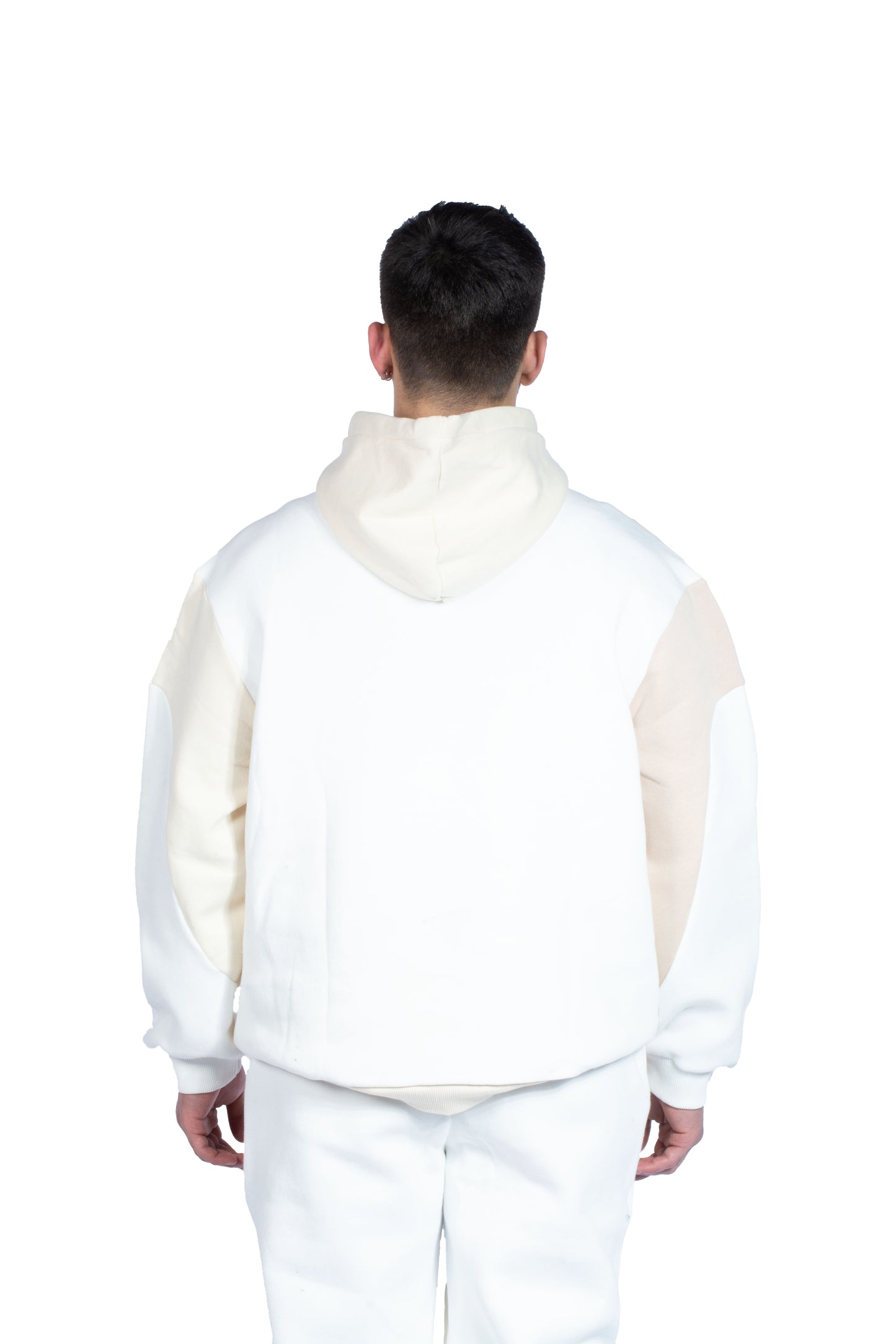 LTD Minimal Baskılı Blok Desen Bej Hoodie