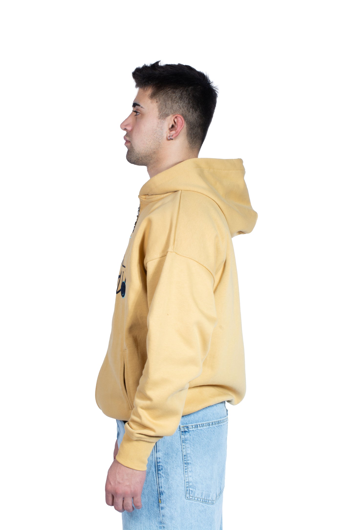 Tokyo Nakış İşlemeli Premium Hardal Zip Hoodie