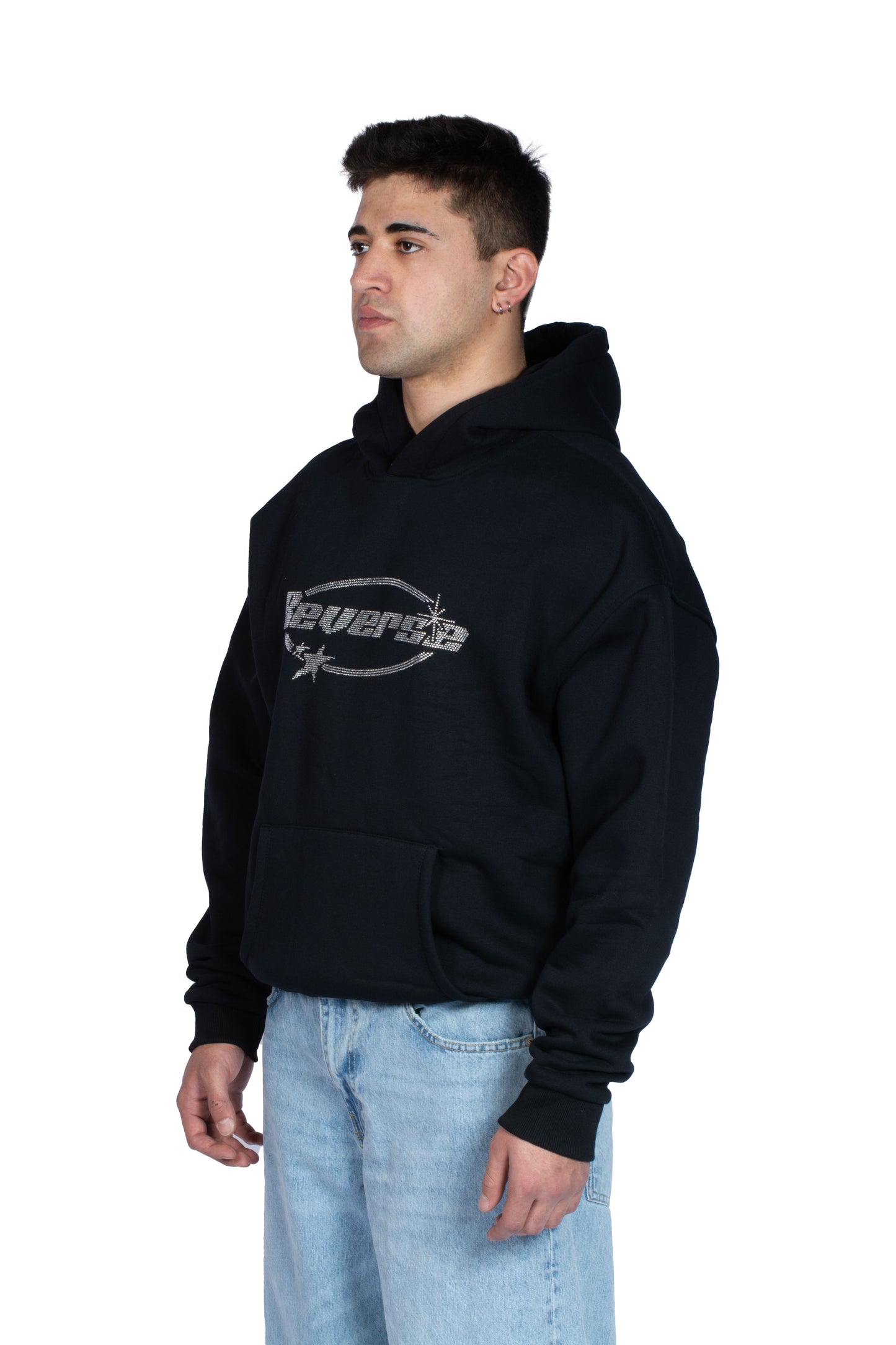 Reverse Taş İşlemeli Premium Hoodie