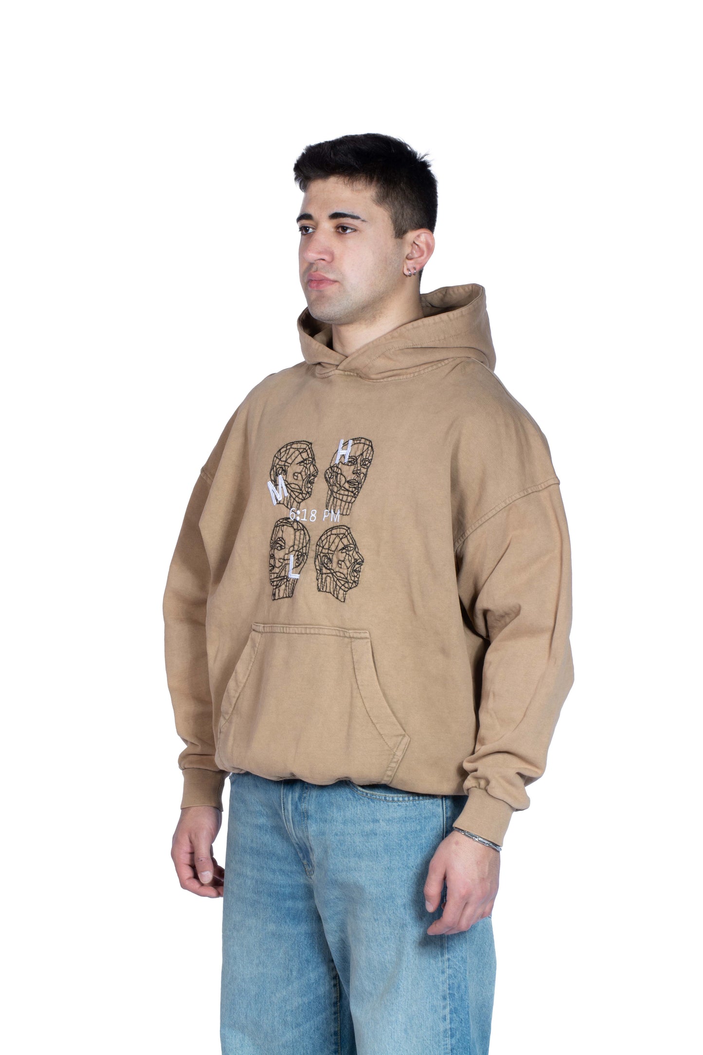 MHL Human Siluet Nakış İşlemeli Kavherengi Hoodie