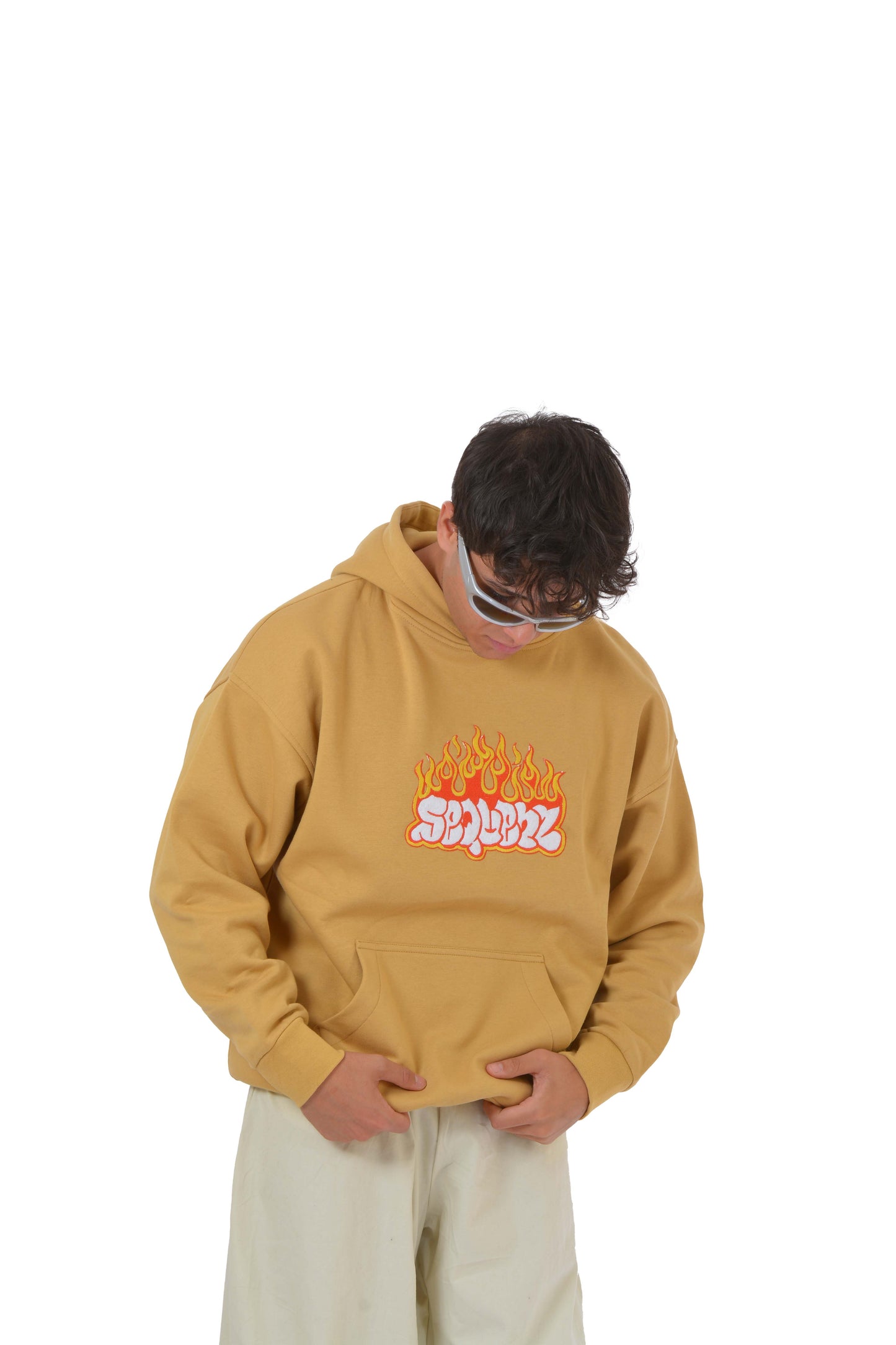 Sequenz Flame Nakış İşlemeli Mustard Hoodie