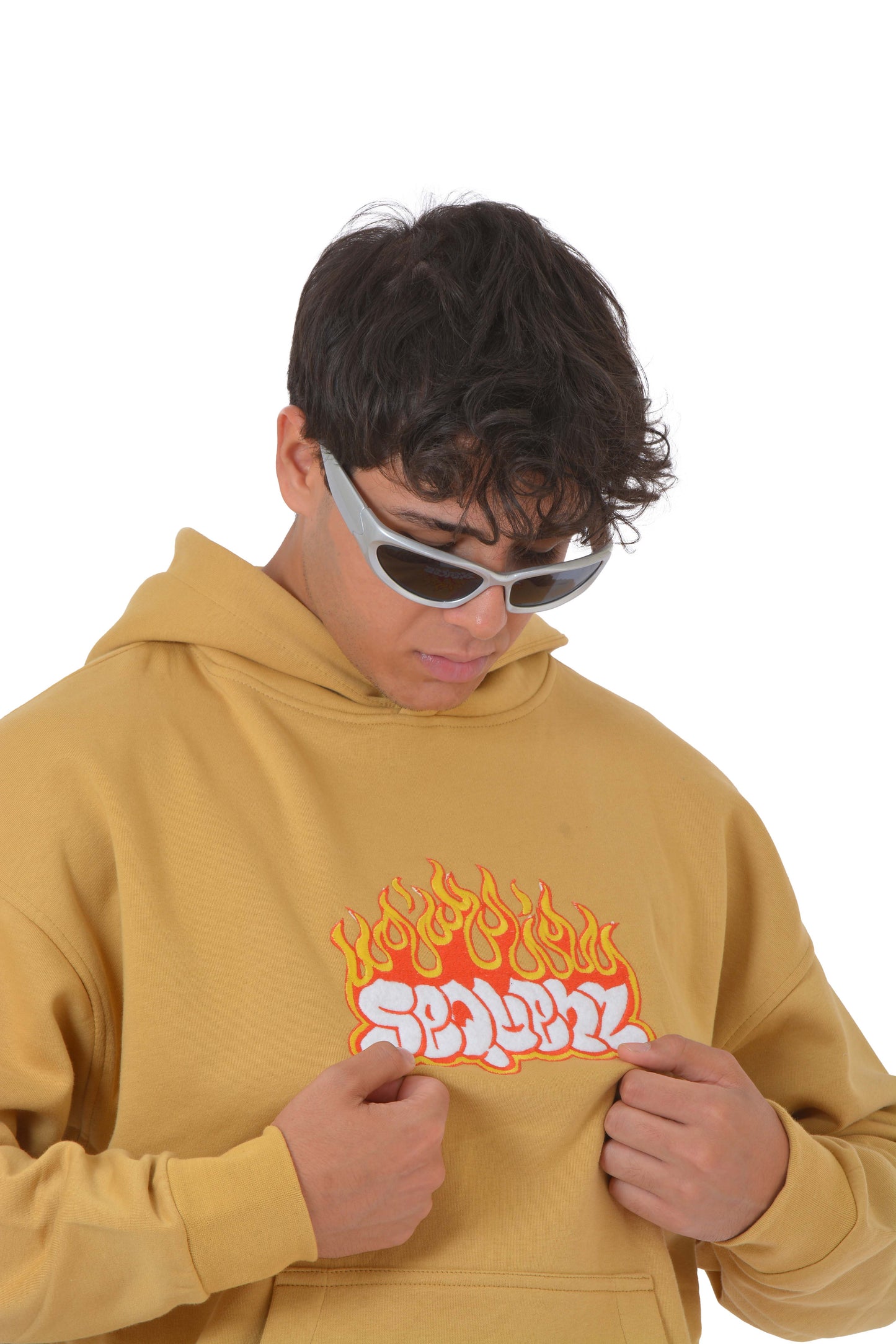 Sequenz Flame Nakış İşlemeli Mustard Hoodie