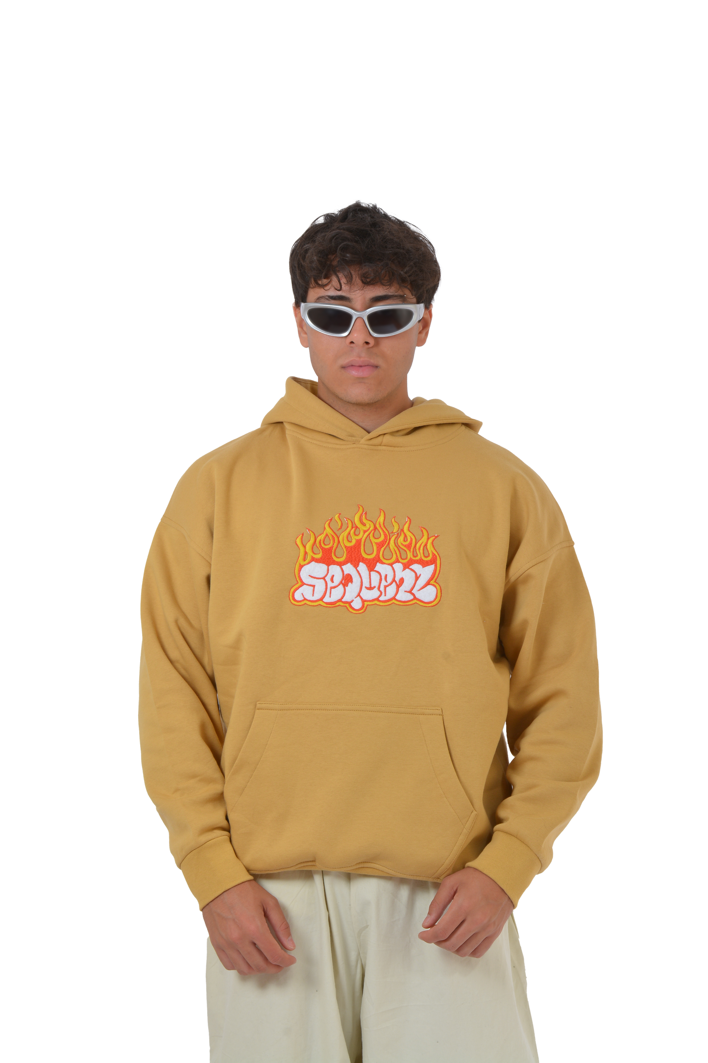 Sequenz Flame Nakış İşlemeli Mustard Hoodie