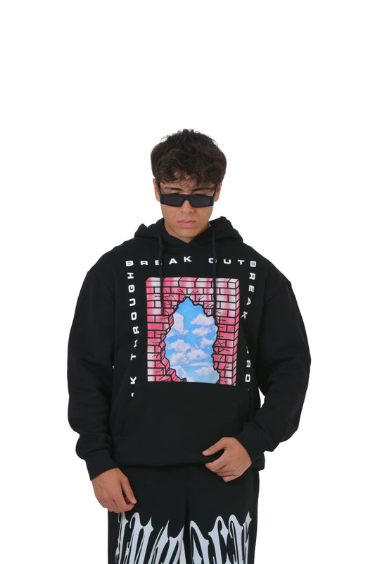 Sky Printed Taş Kumaş Premium Hoodie