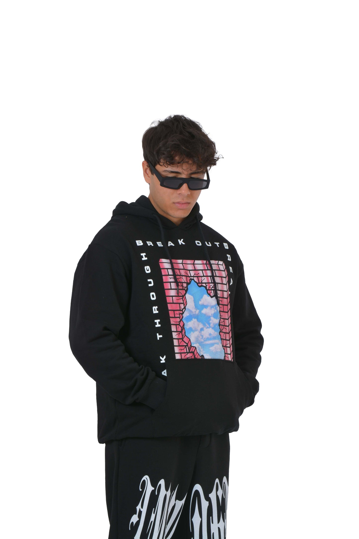 Sky Printed Taş Kumaş Premium Hoodie