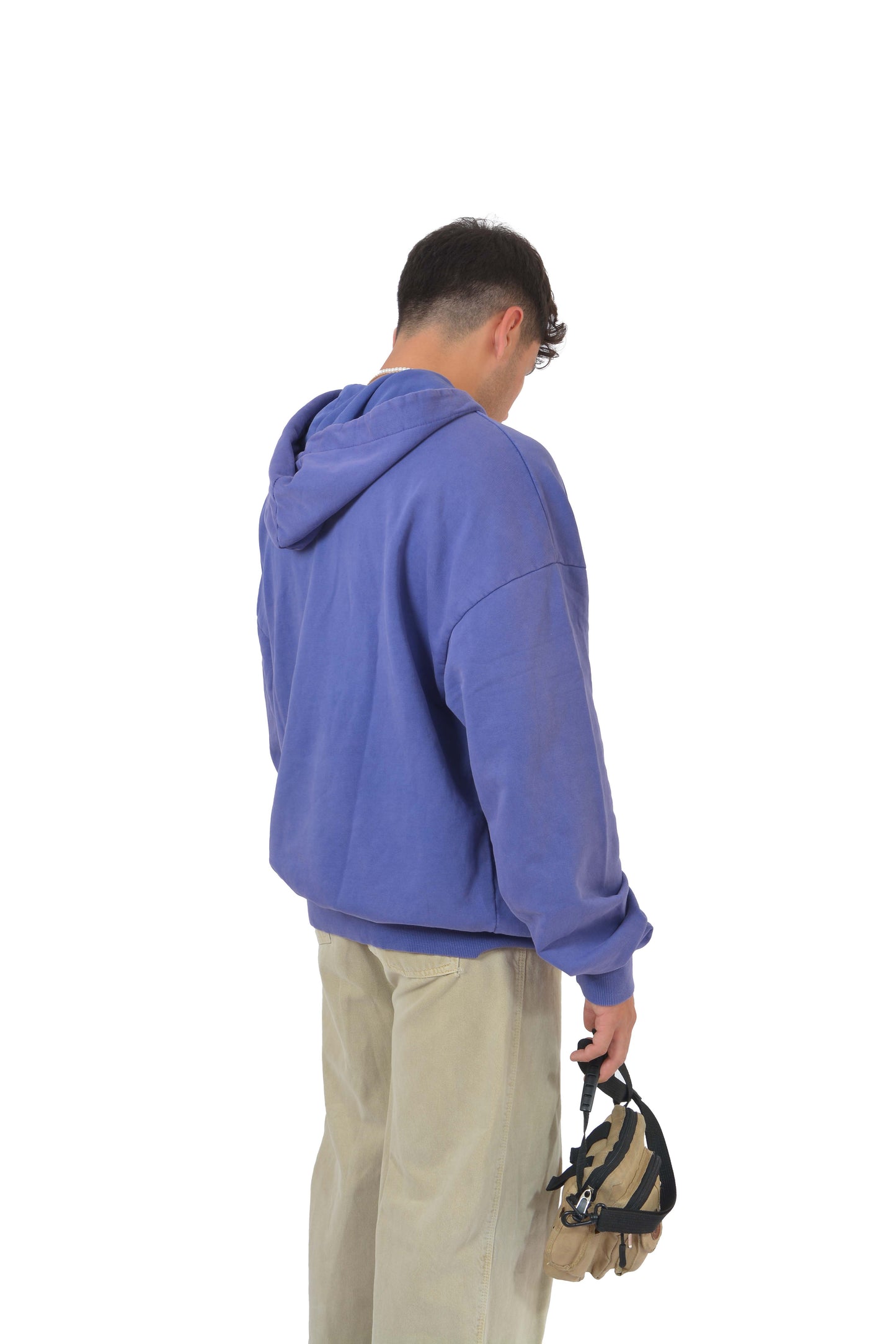 Batfang Nakış İşlemeli Aci Washed Purple Hoodie