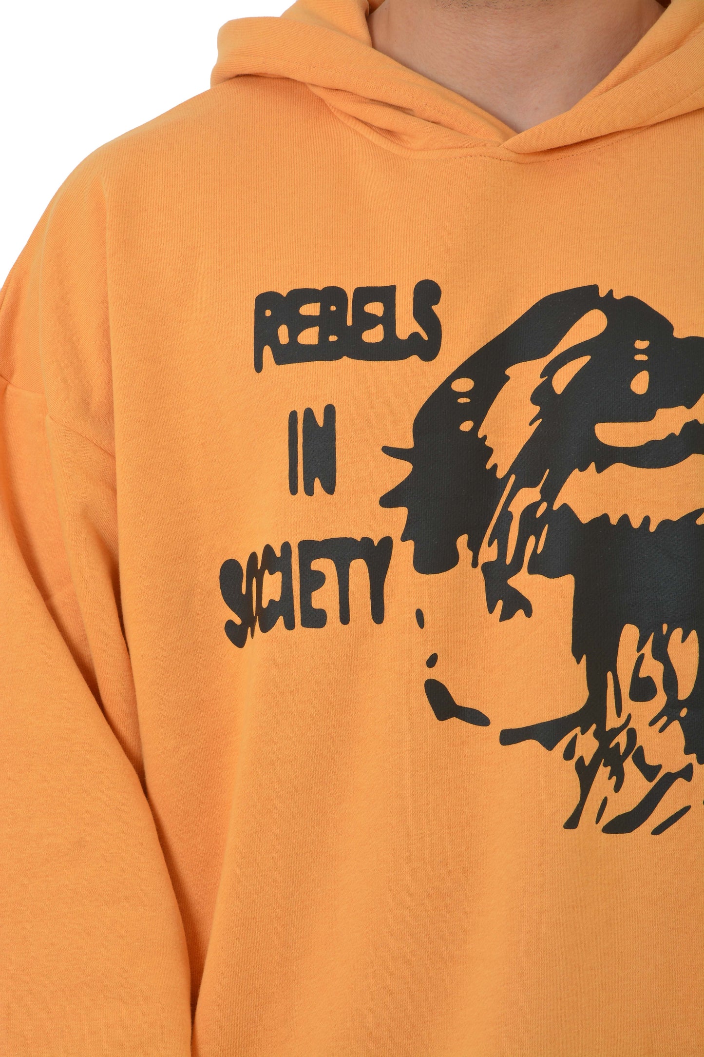 Rebels Human Printed Premium Orange Hoodie