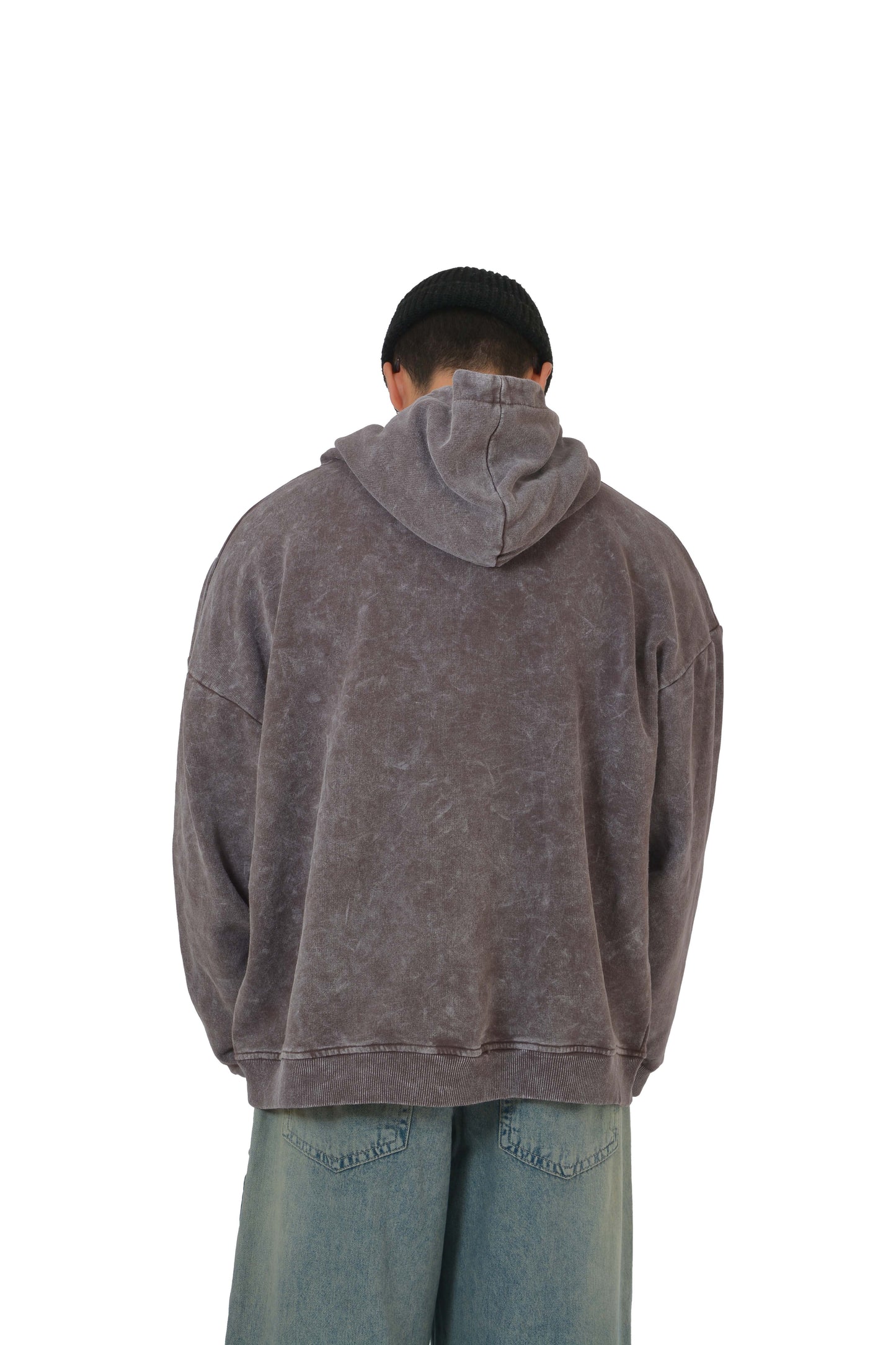 Misfortunez Spider Printed Acid Washed Hoodie