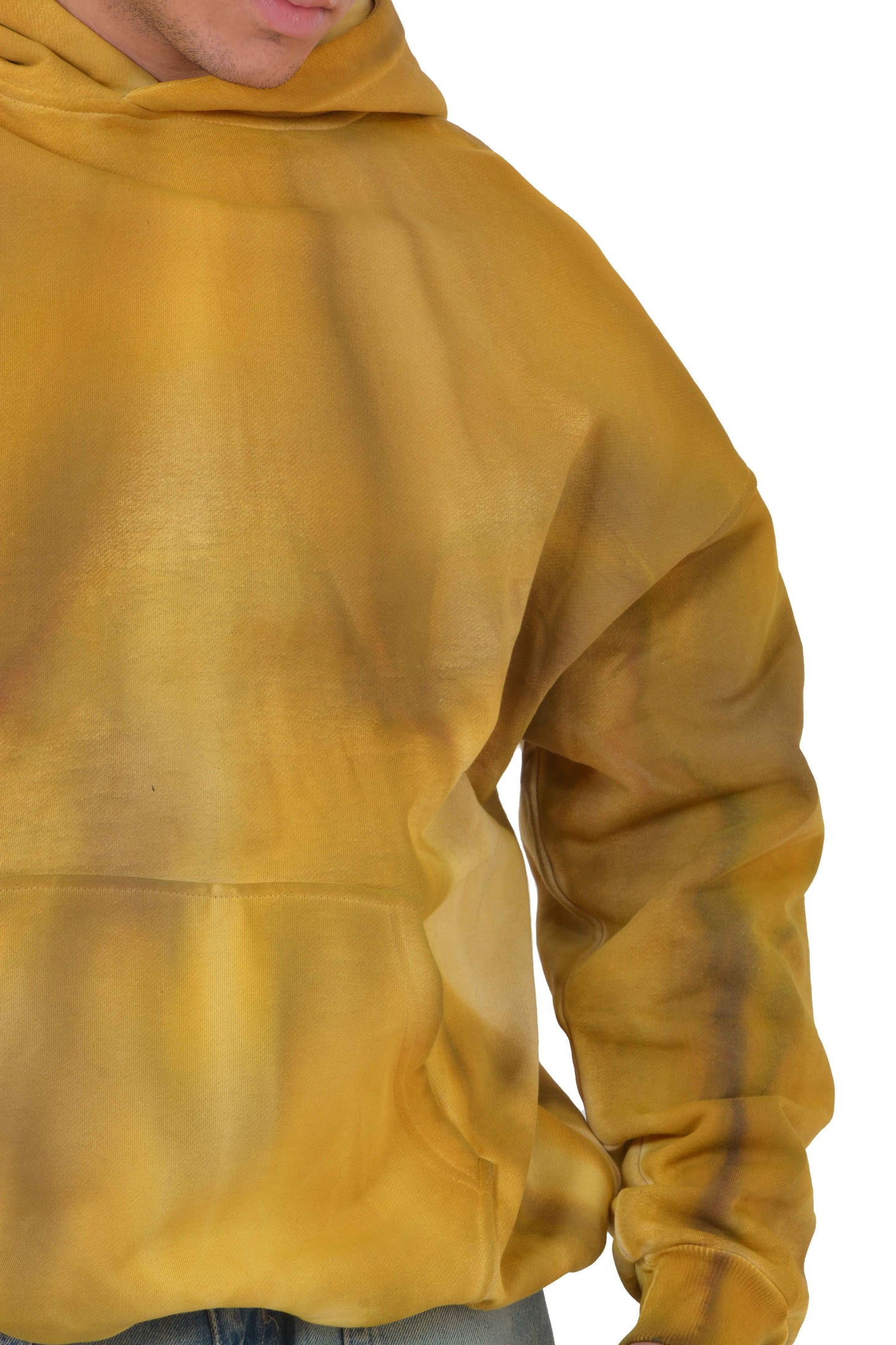 Acid Washed Mustard Colour Eskitme Hoodie