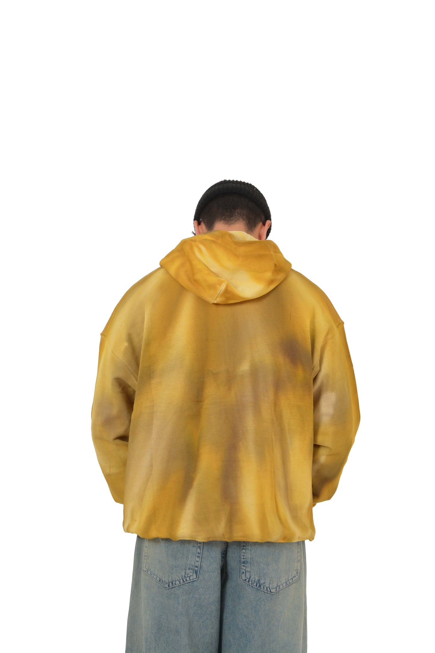 Acid Washed Mustard Colour Eskitme Hoodie