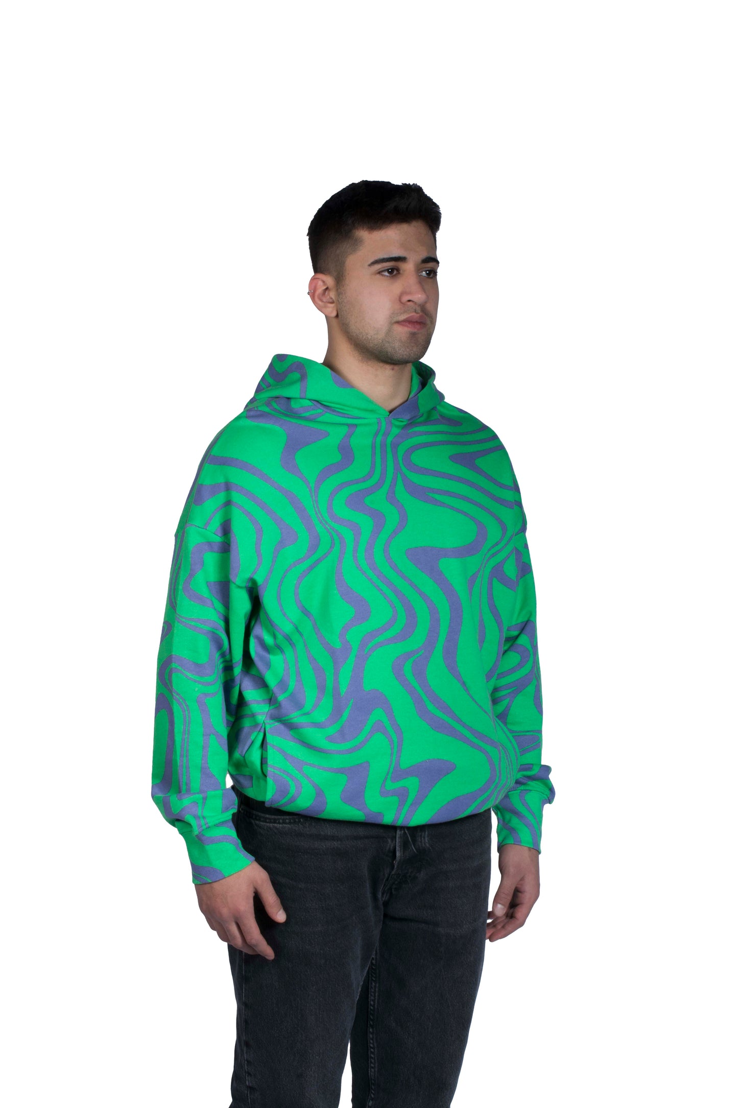 Wave Printed Purple/Green Hoodie