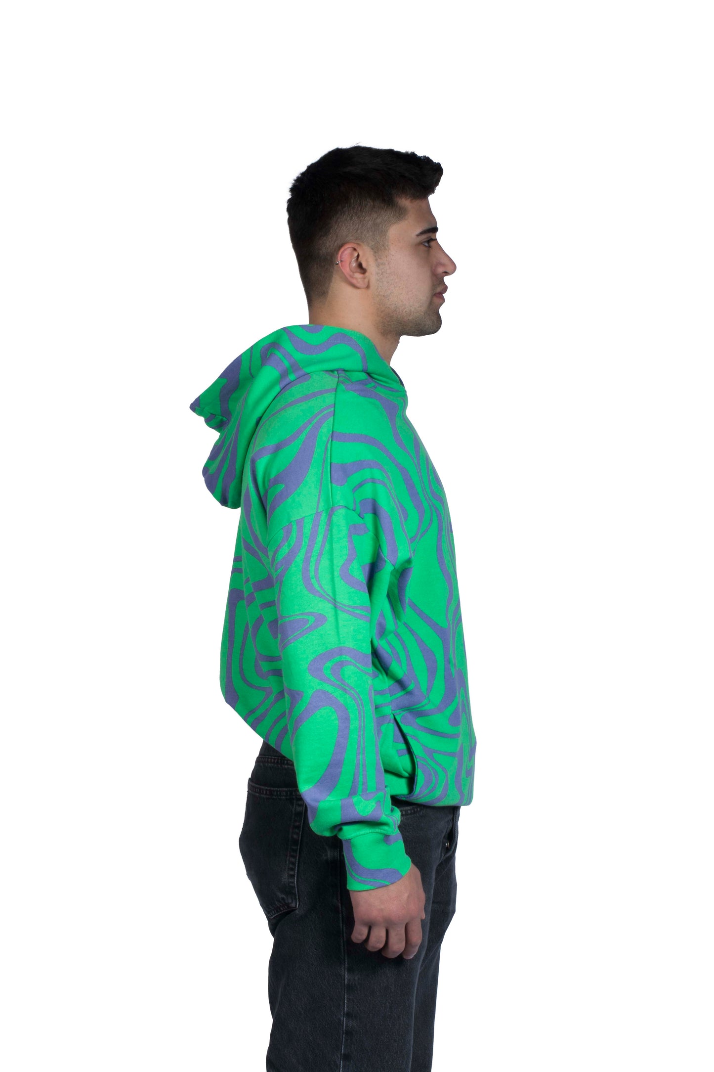 Wave Printed Purple/Green Hoodie