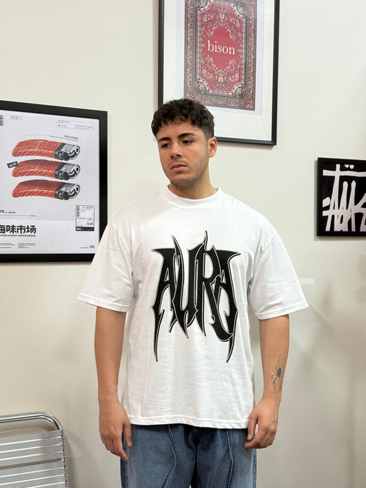 Aura Baskılı Beyaz Tişört