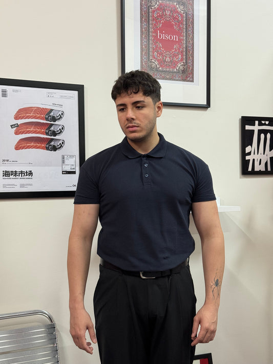 Pike Kumaş Polo Yaka Basic Lacivert Tişört