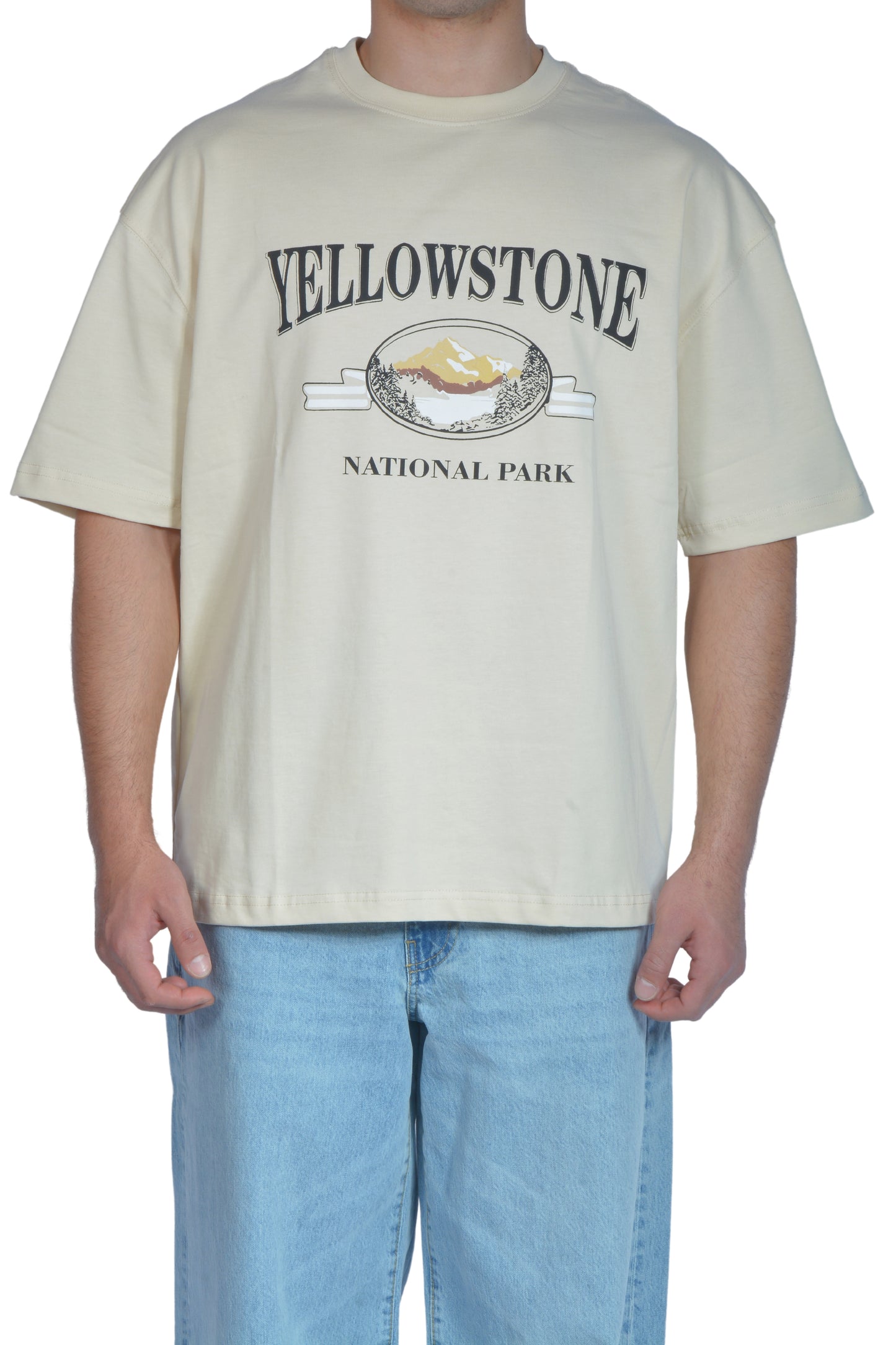 Yellowstone Baskılı Bej Tişört