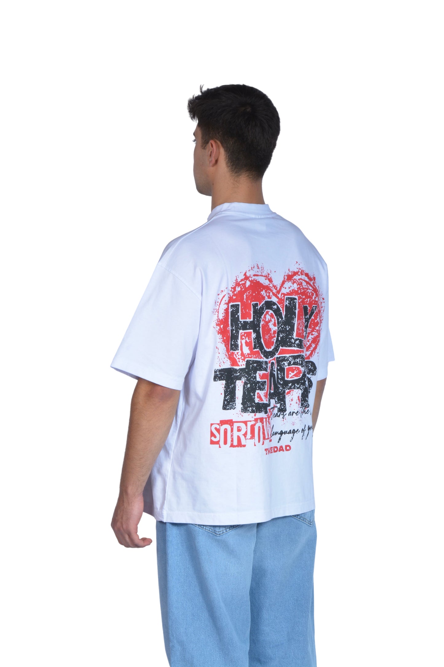 Holy Tears Heart Printed White Tee