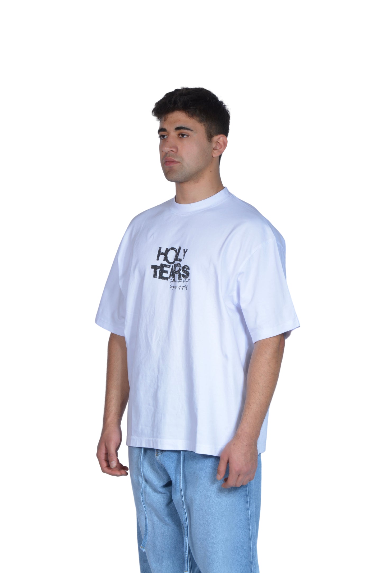 Holy Tears Heart Printed White Tee