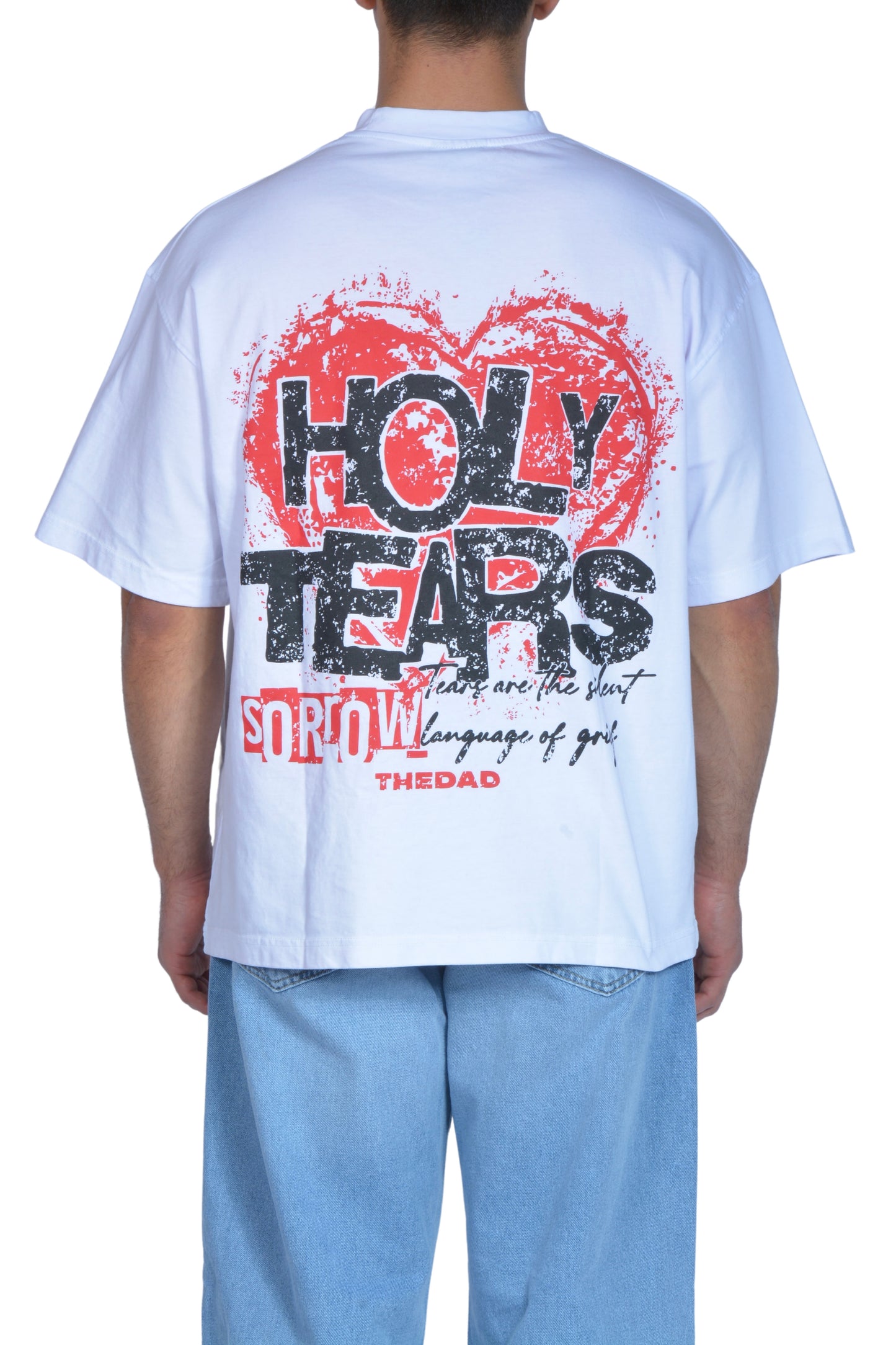 Holy Tears Heart Printed White Tee