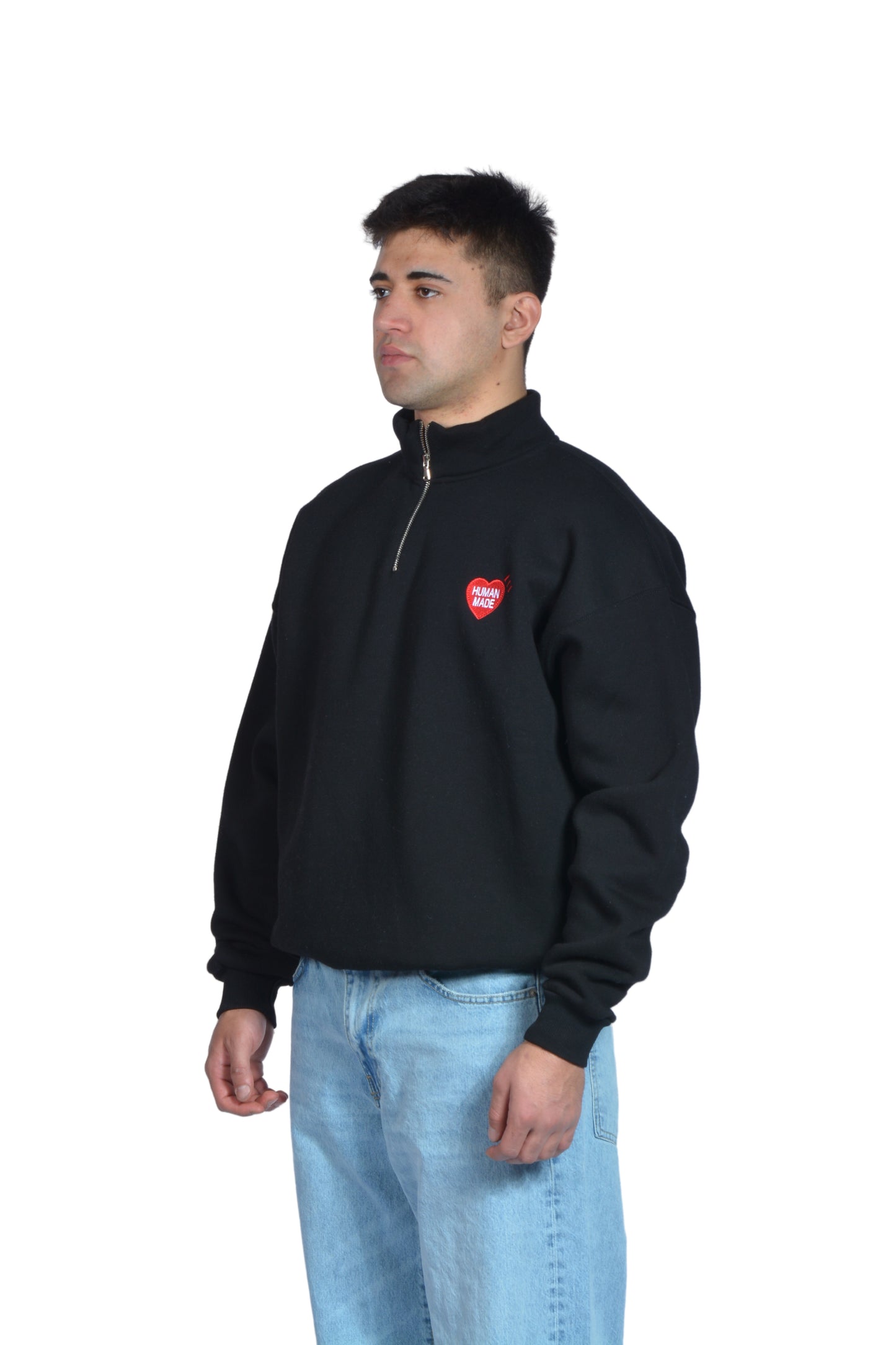 Human Made Nakış İşlemeli Siyah Half Zip Sweatshirt