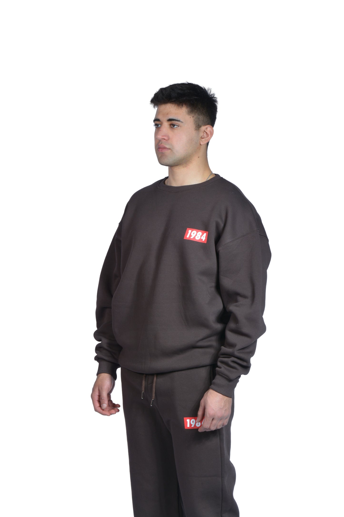 1984 Printed Premium Kahverengi Sweatshirt