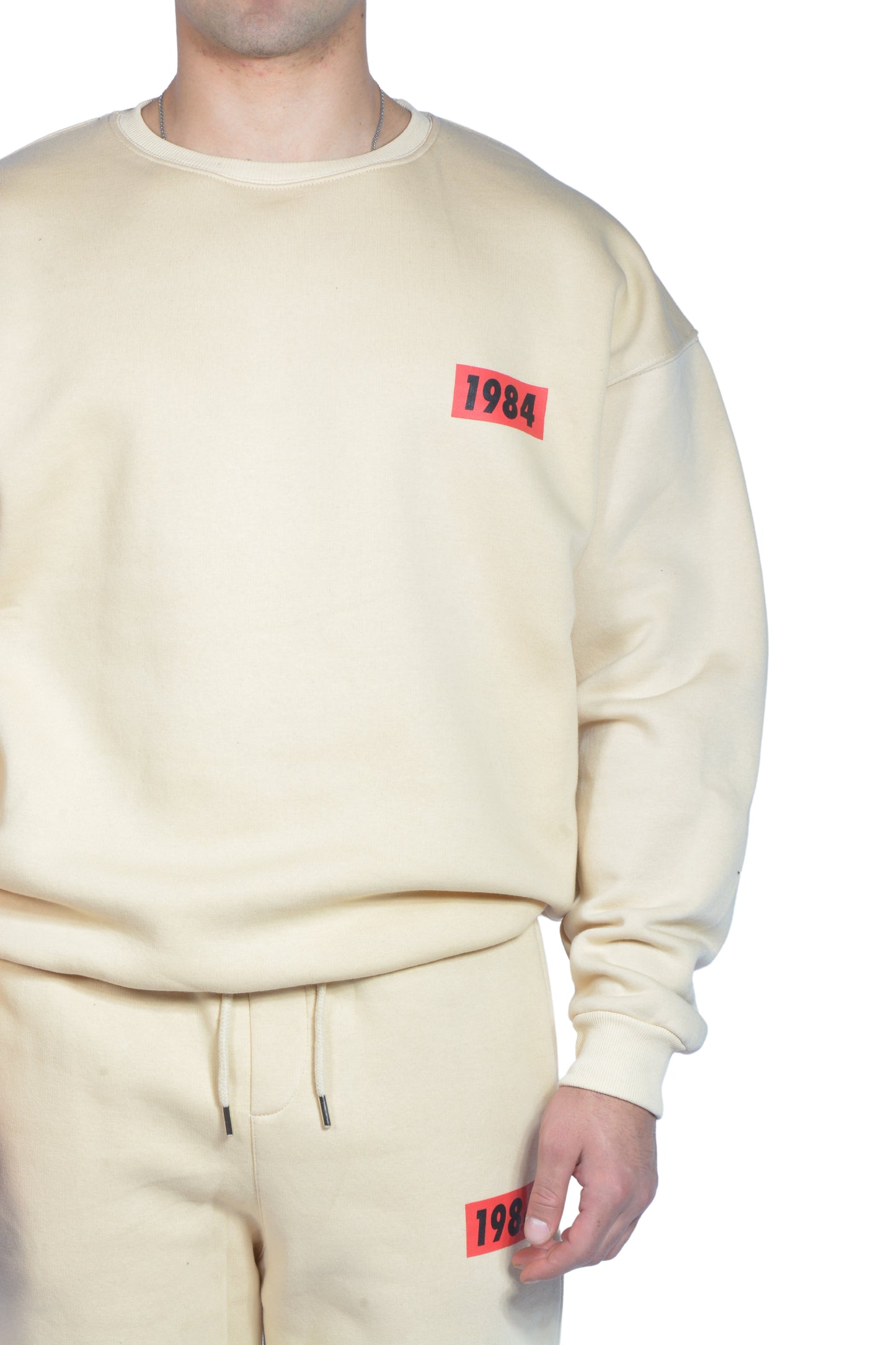 1984 Printed Premium Bej Sweatshirt