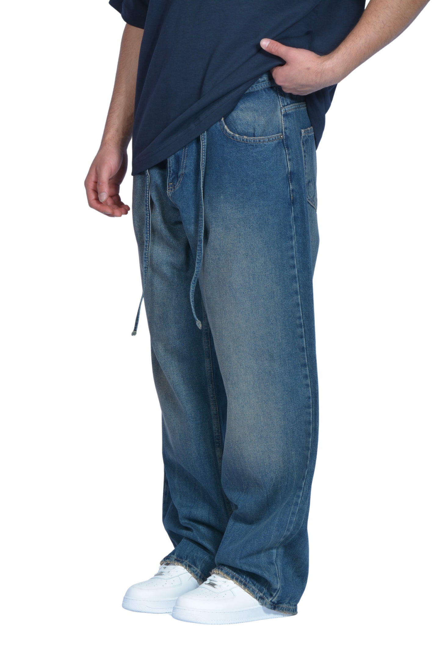 The Dad Navy Blue Washed Baggy Pants