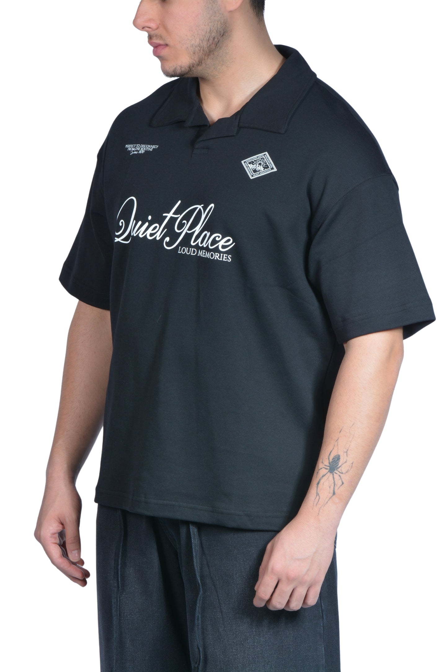 Italik QuietPlace Siyah Polo Yaka Tshirt