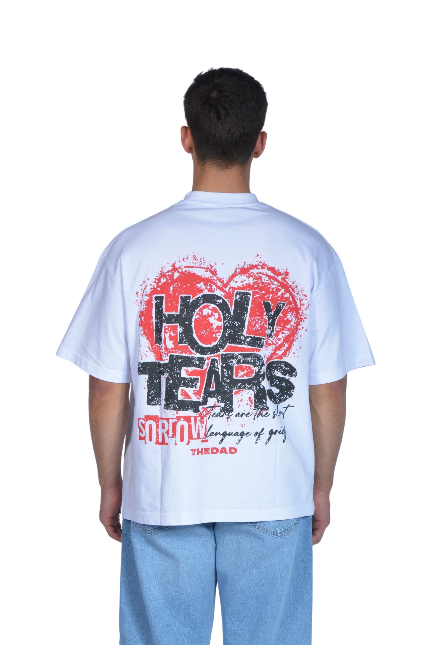 Holy Tears Heart Printed White Tee