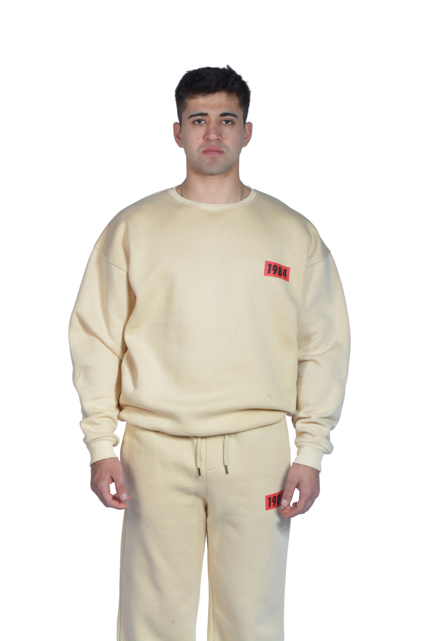 1984 Printed Premium Bej Sweatshirt