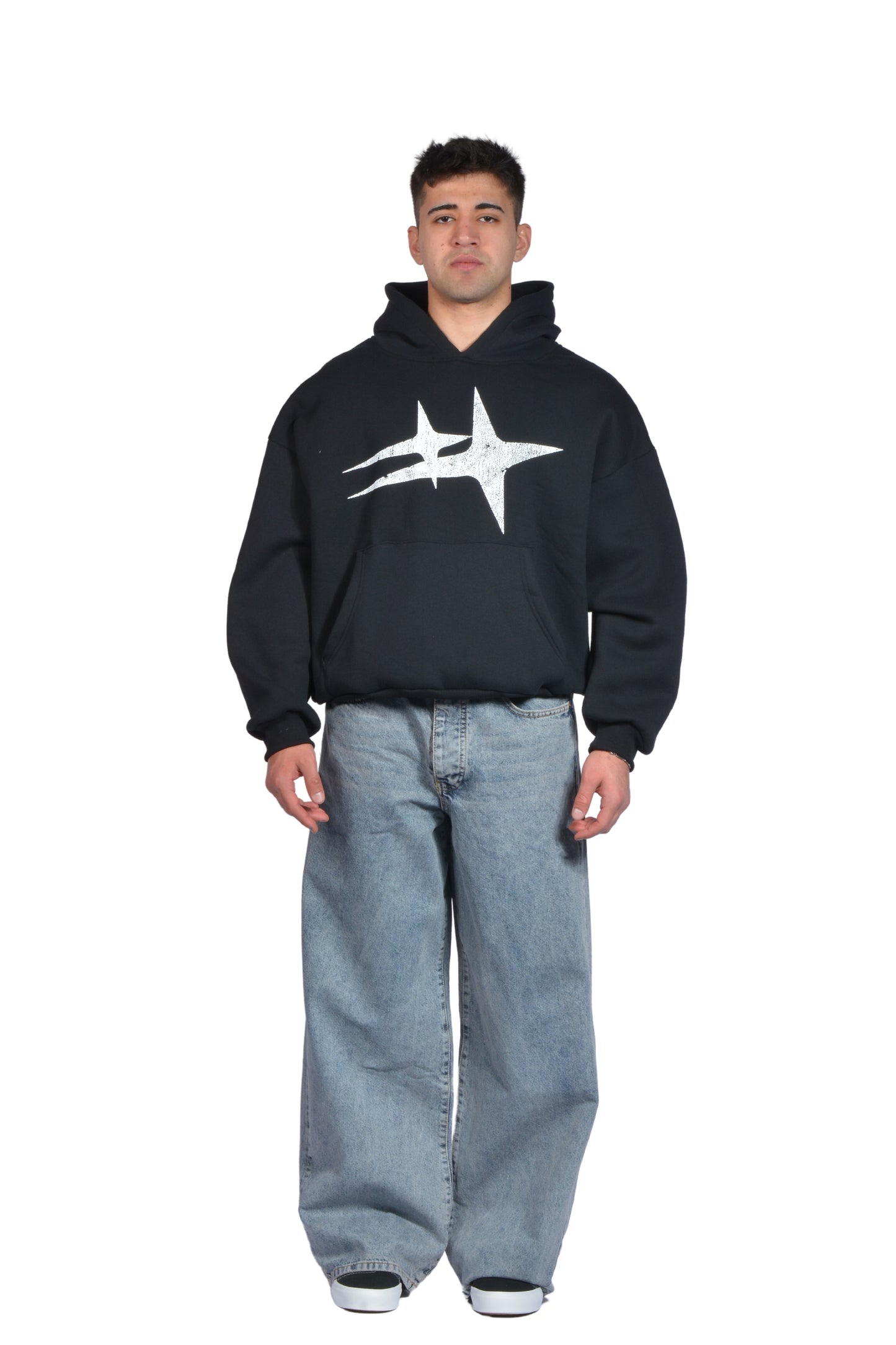 Star Printed Premium Boxy Hoodie