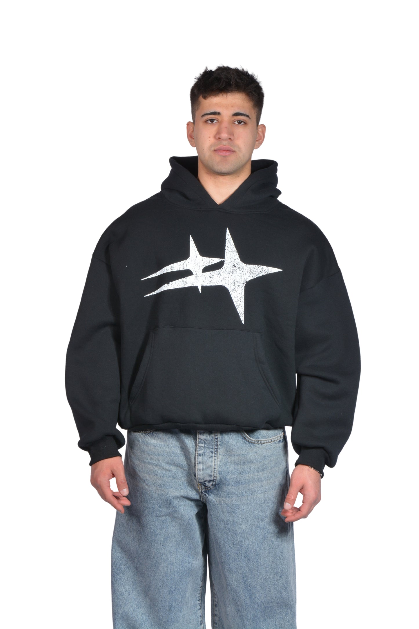 Star Printed Premium Boxy Hoodie