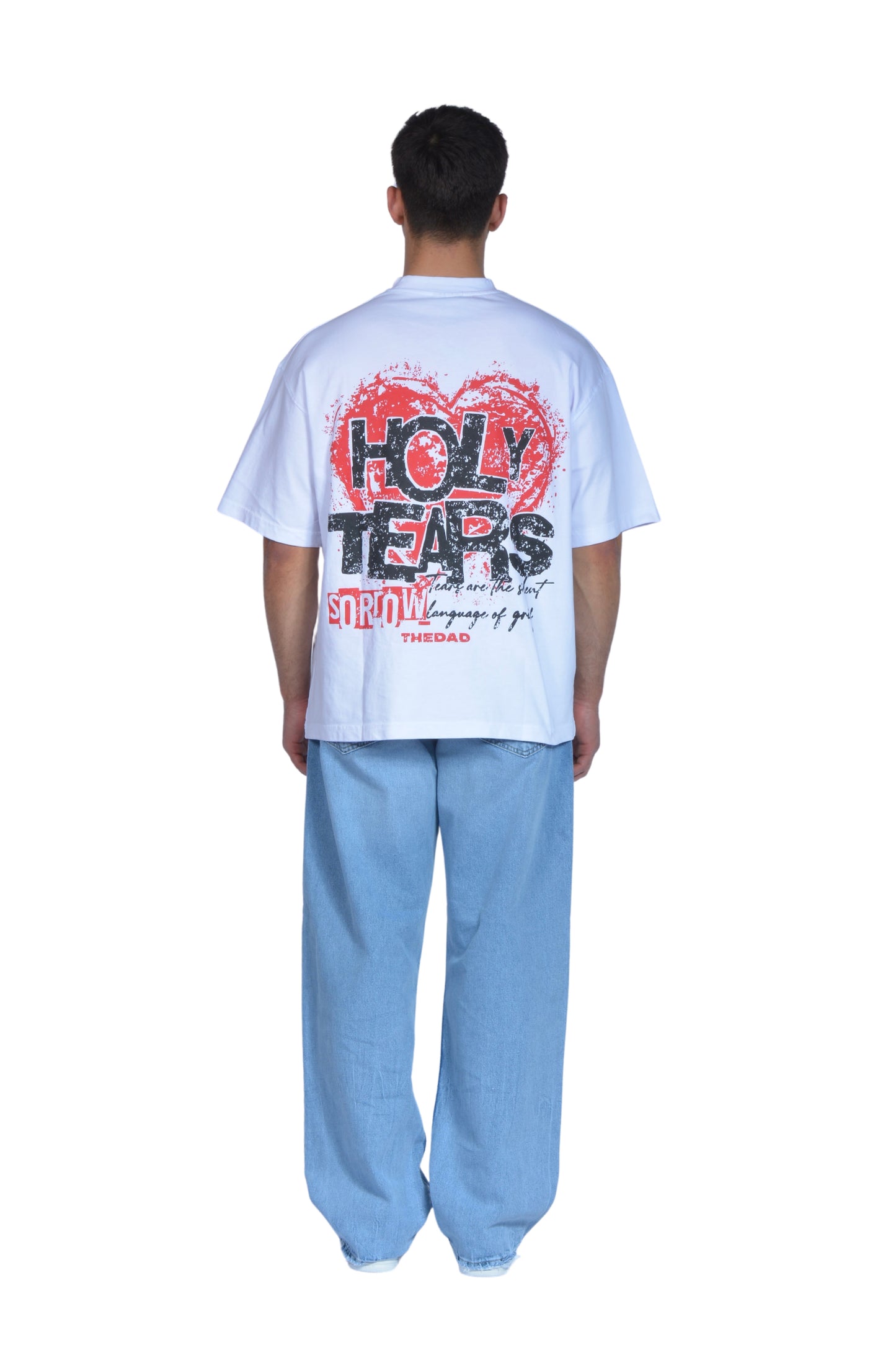 Holy Tears Heart Printed White Tee