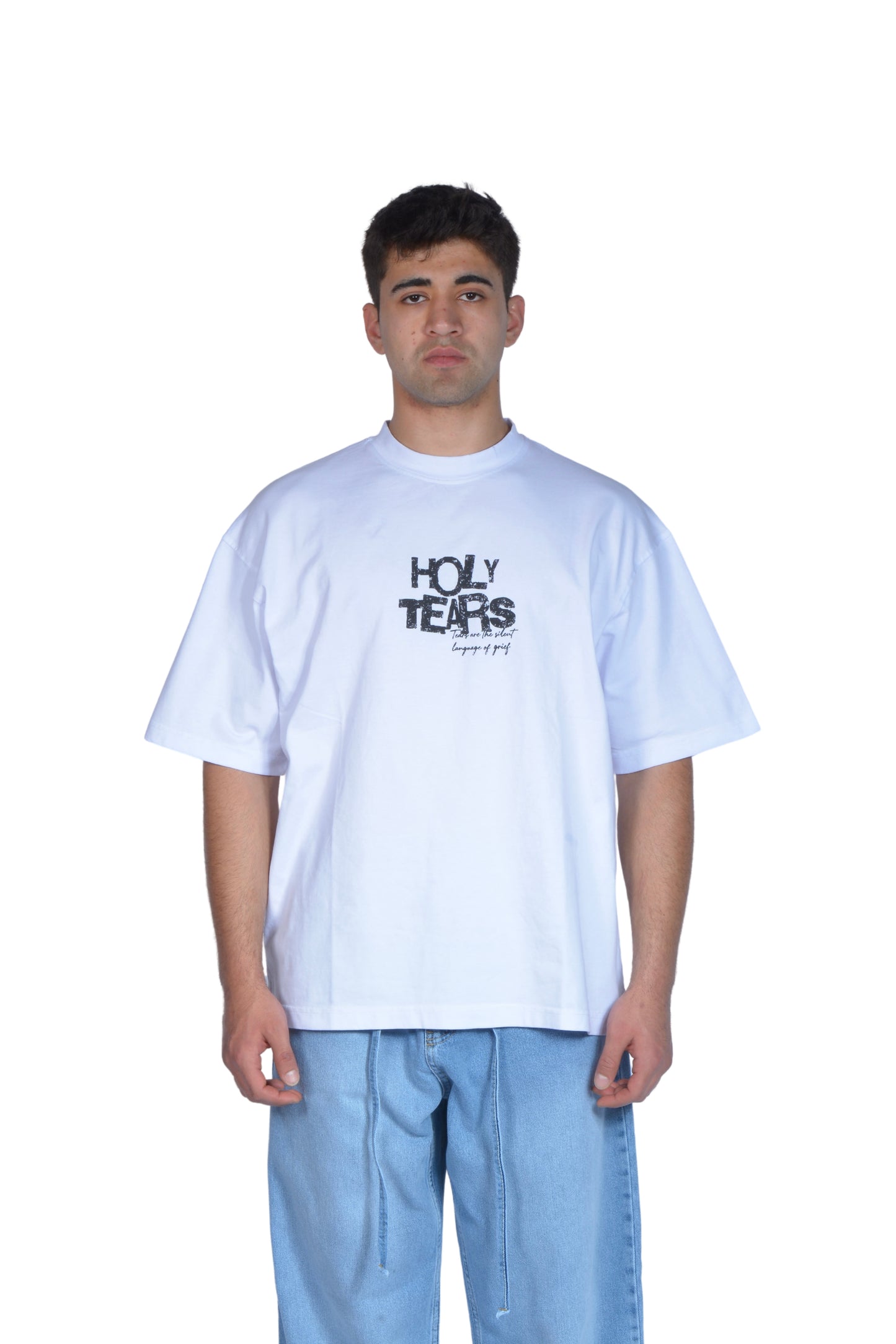 Holy Tears Heart Printed White Tee